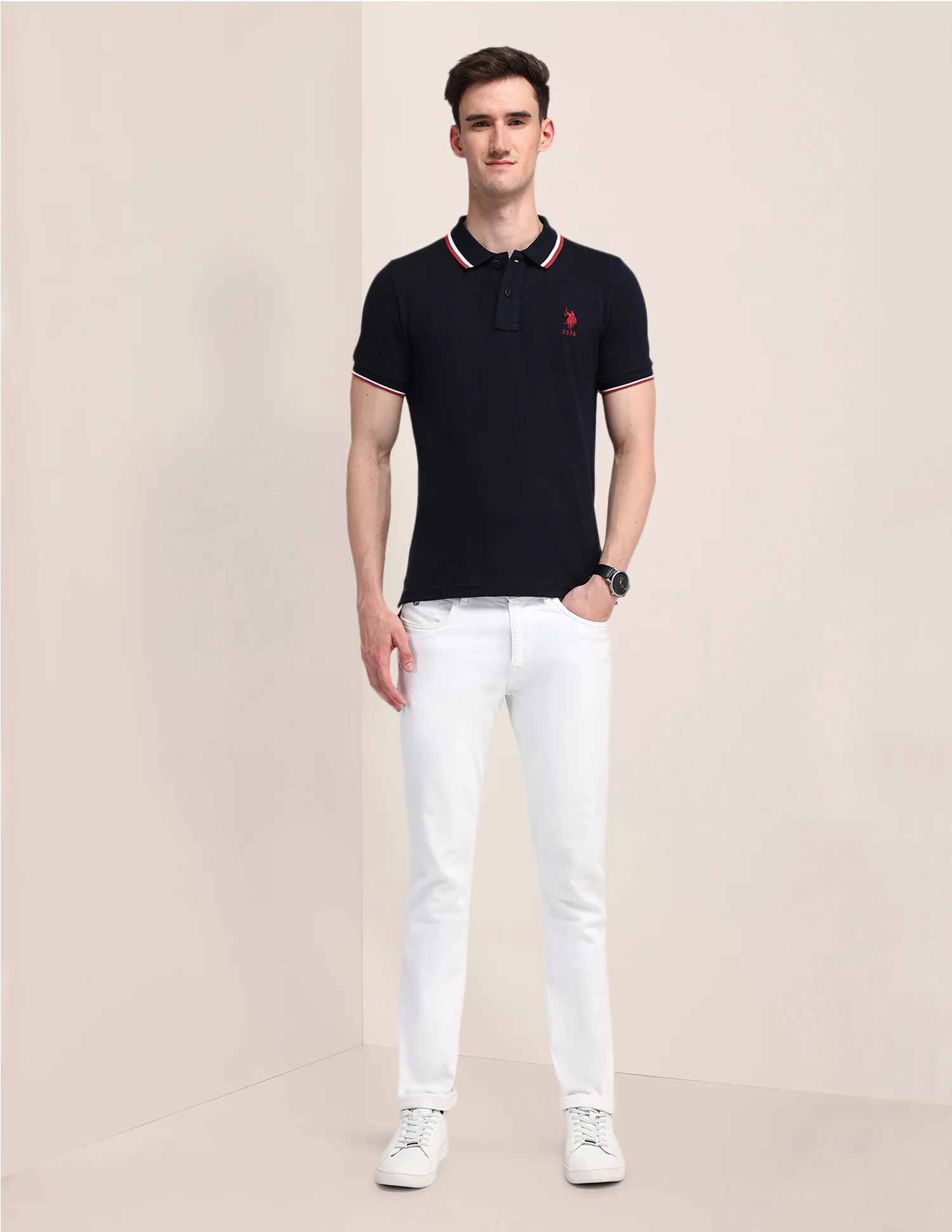 Solid Cotton Polo Shirt - Image 3