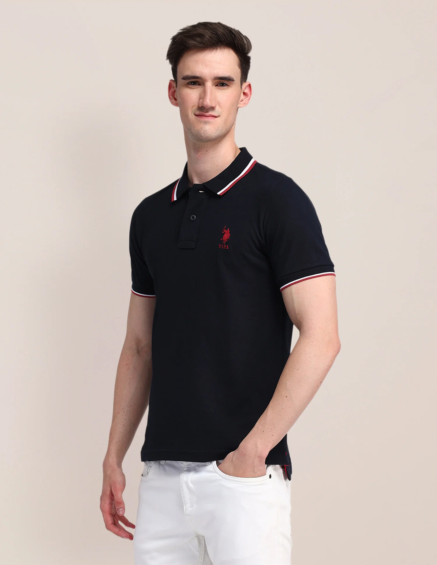Solid Cotton Polo Shirt - Image 4