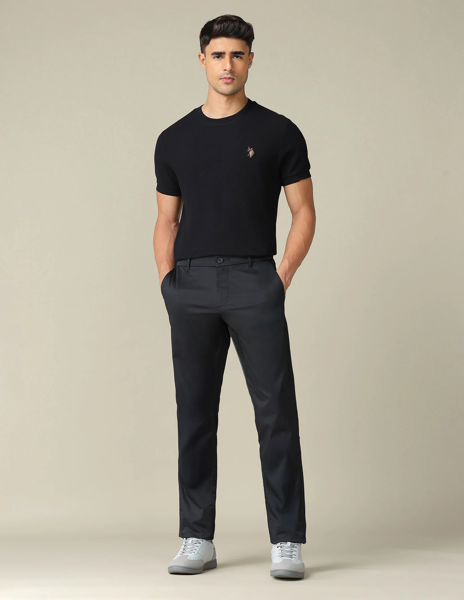 Solid Denver Slim Fit Trousers - Image 3