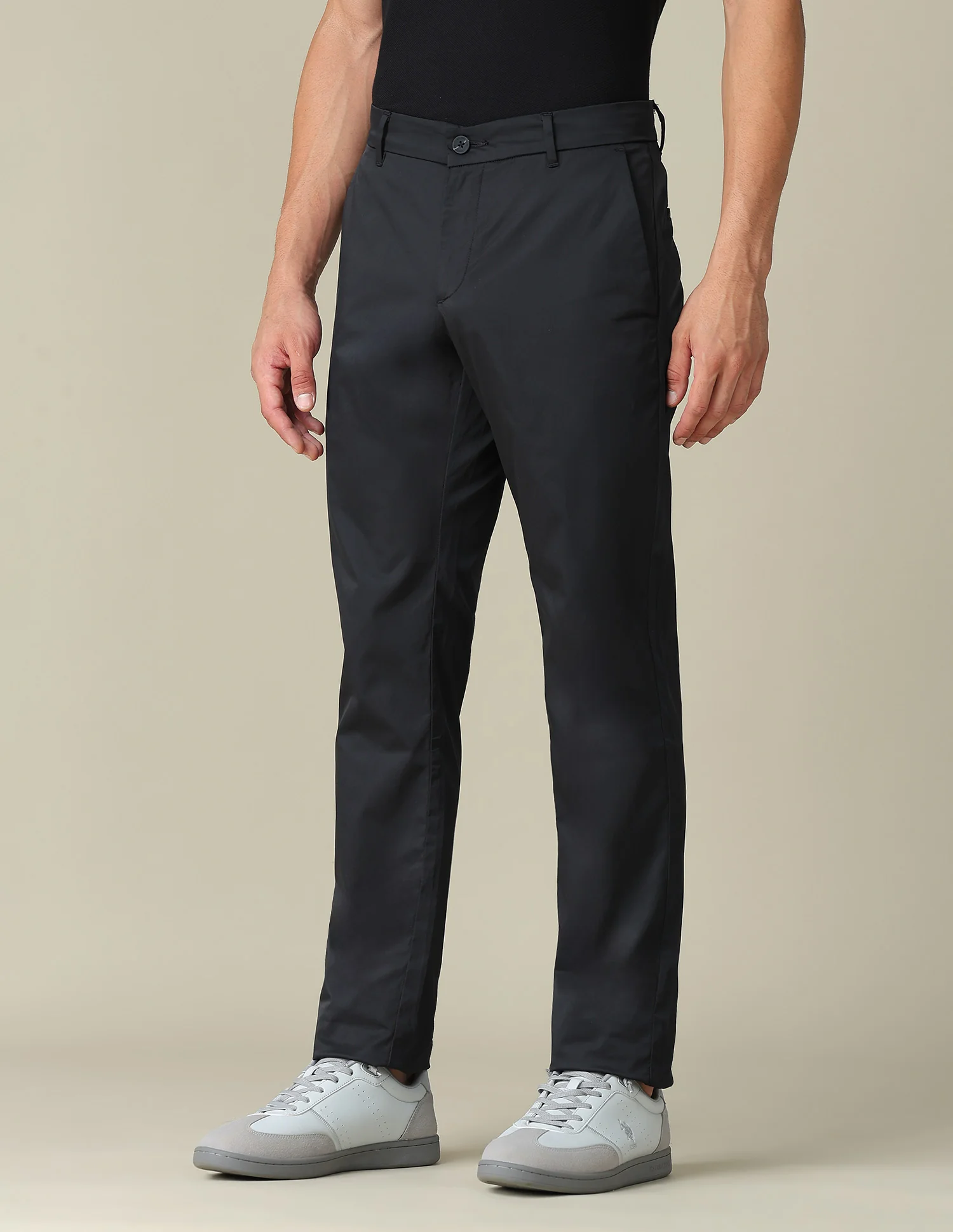 Solid Denver Slim Fit Trousers - Image 4