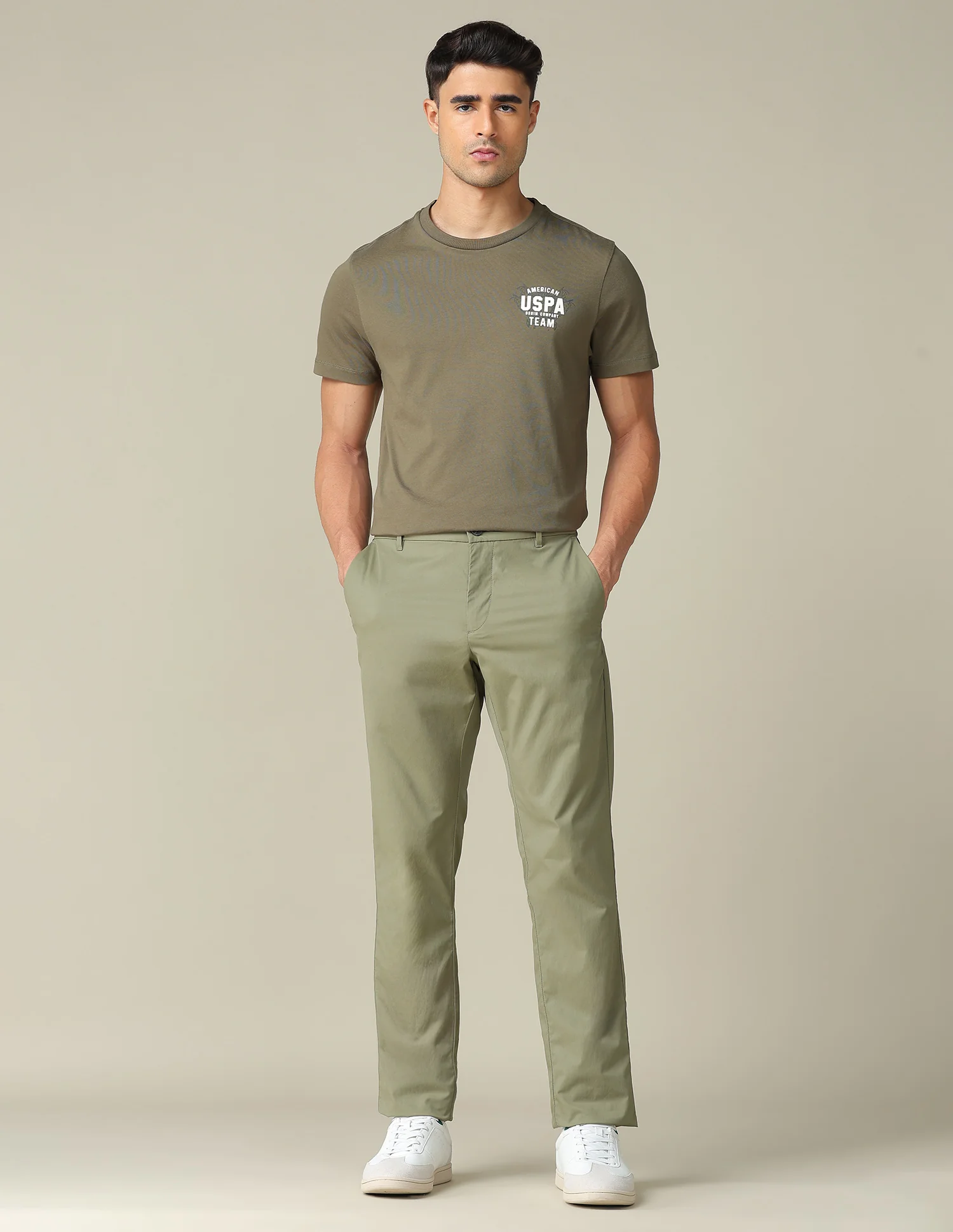 Solid Denver Slim Fit Trousers - Image 3