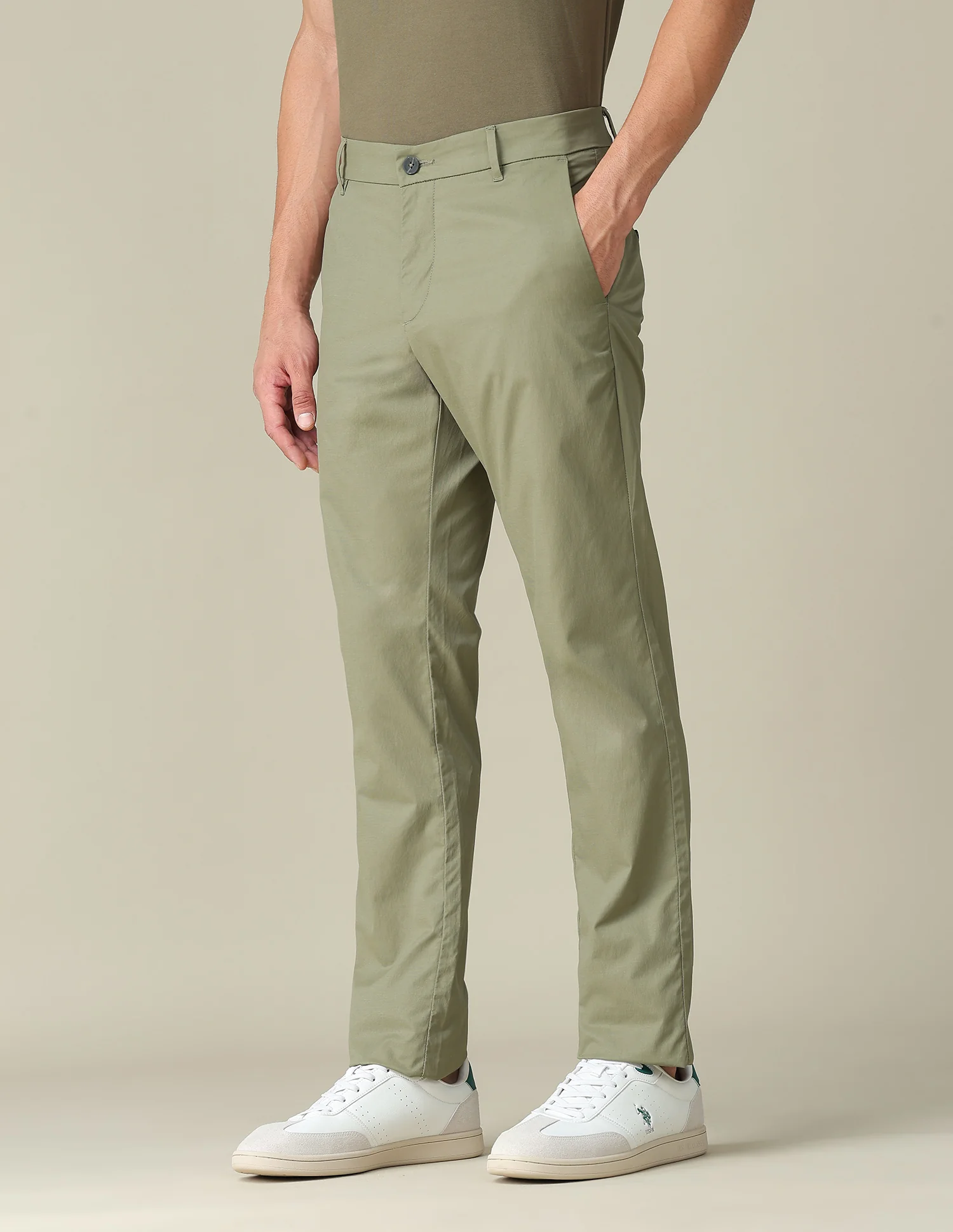 Solid Denver Slim Fit Trousers - Image 4