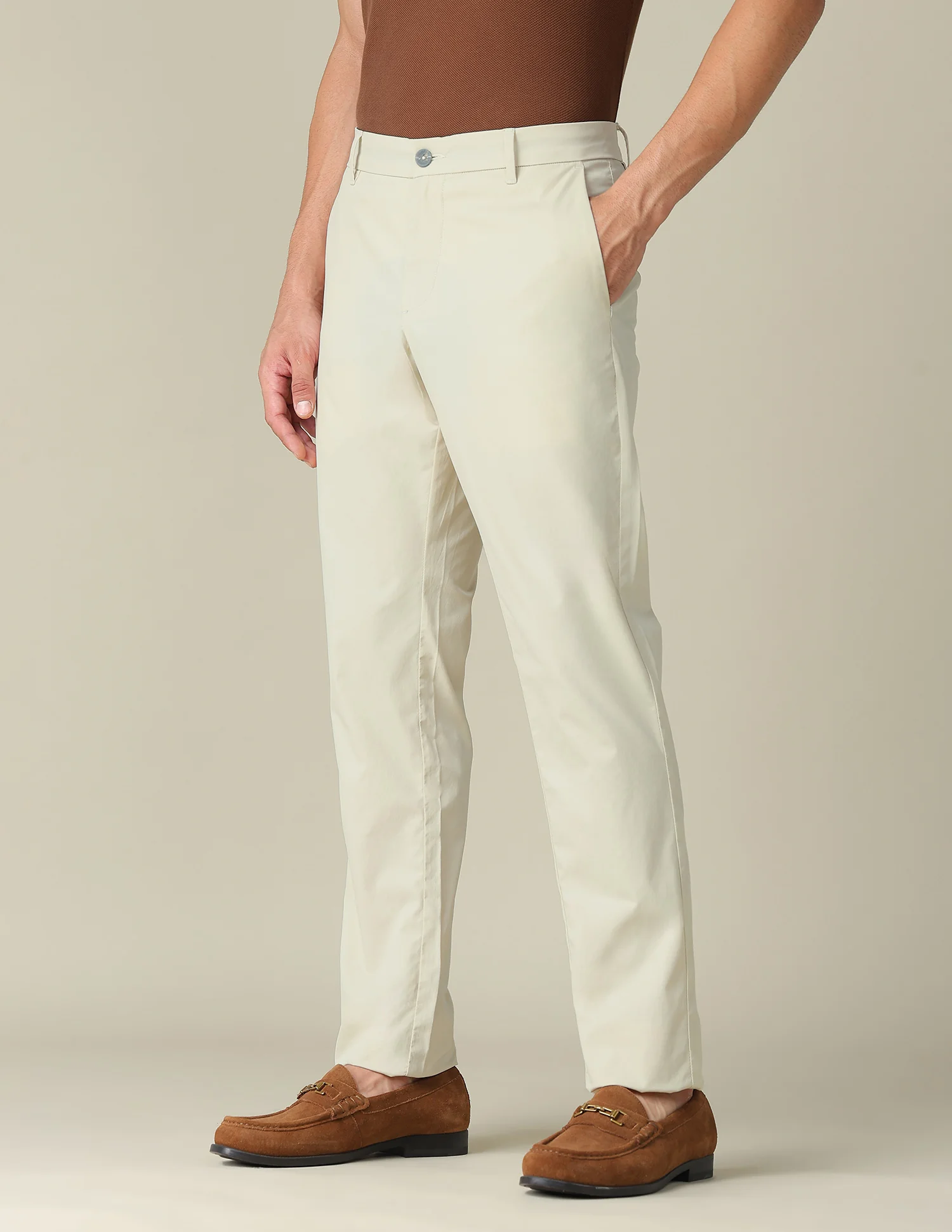 Solid Denver Slim Fit Trousers - Image 4
