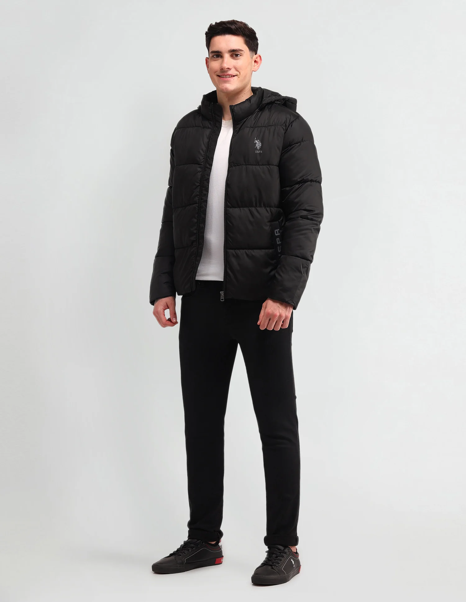 Solid Hooded Puffer Jacket - Image 3