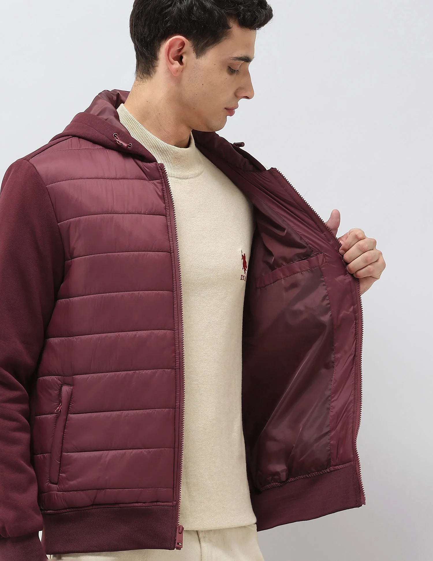 Solid Hooded Puffer Jacket - Image 9