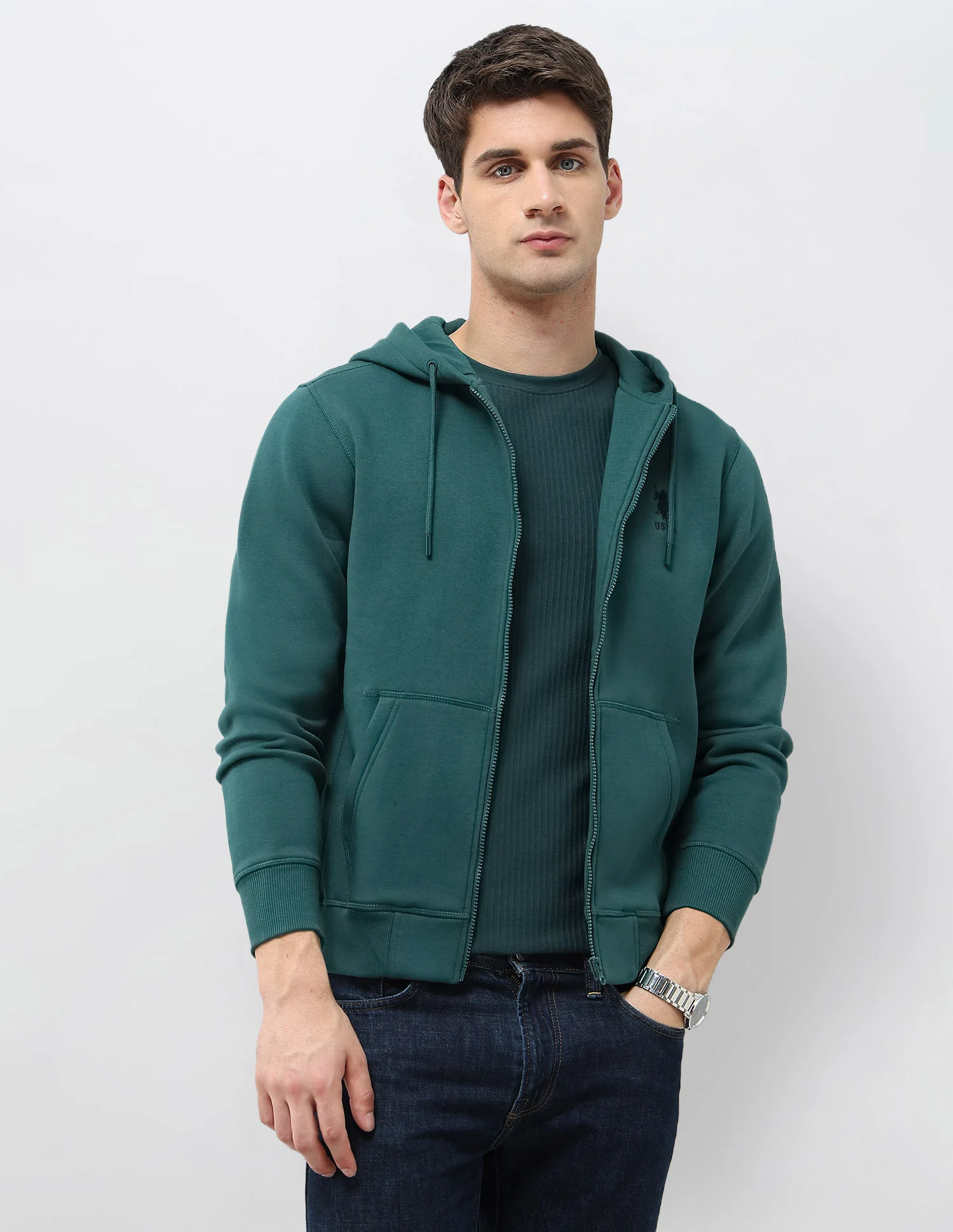 Solid Hooded Sweatshirt