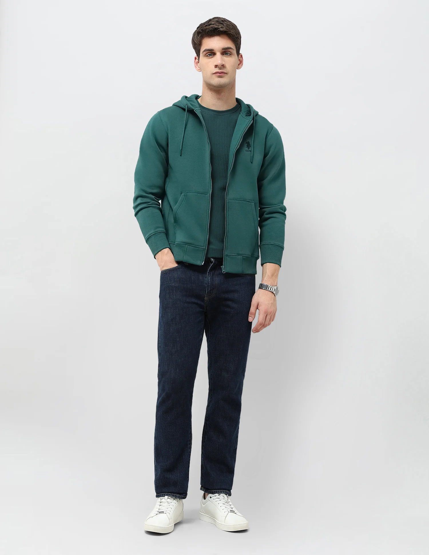 Solid Hooded Sweatshirt - Image 3