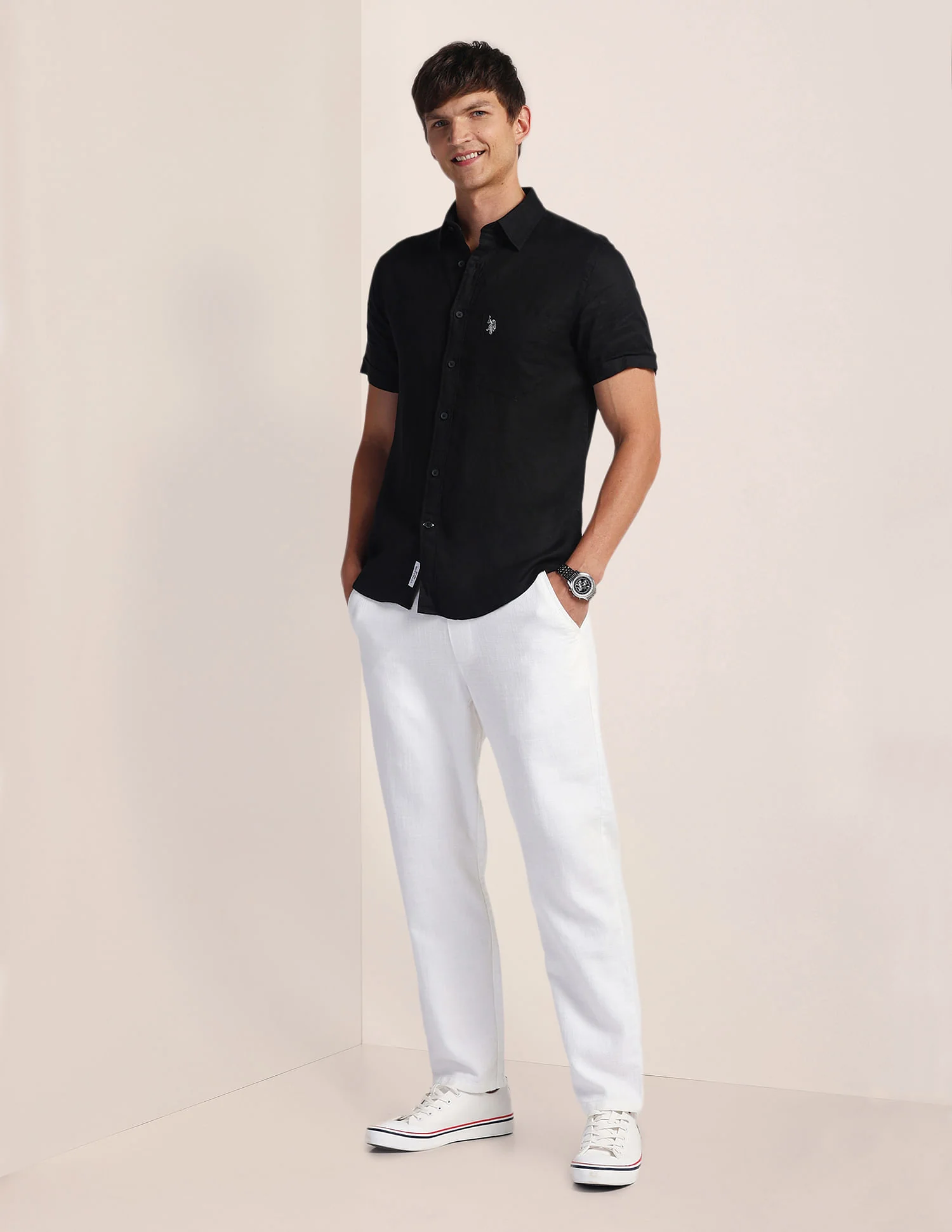Solid Linen Regular Shirt - Image 3