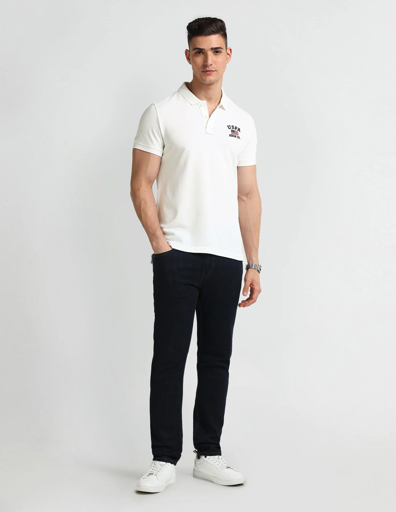 Solid Muscle Fit Polo Shirt - Image 3