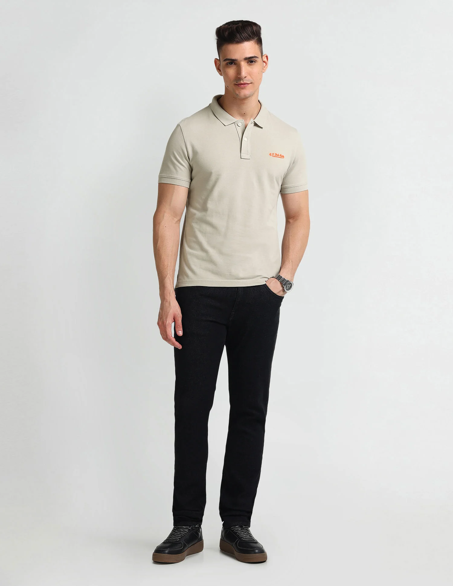 Solid Muscle Fit Polo Shirt - Image 3
