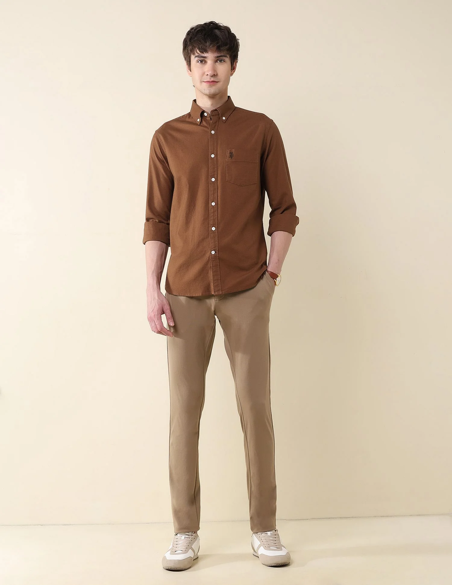 Solid Oxford Stretch Button Down Shirt - Image 3
