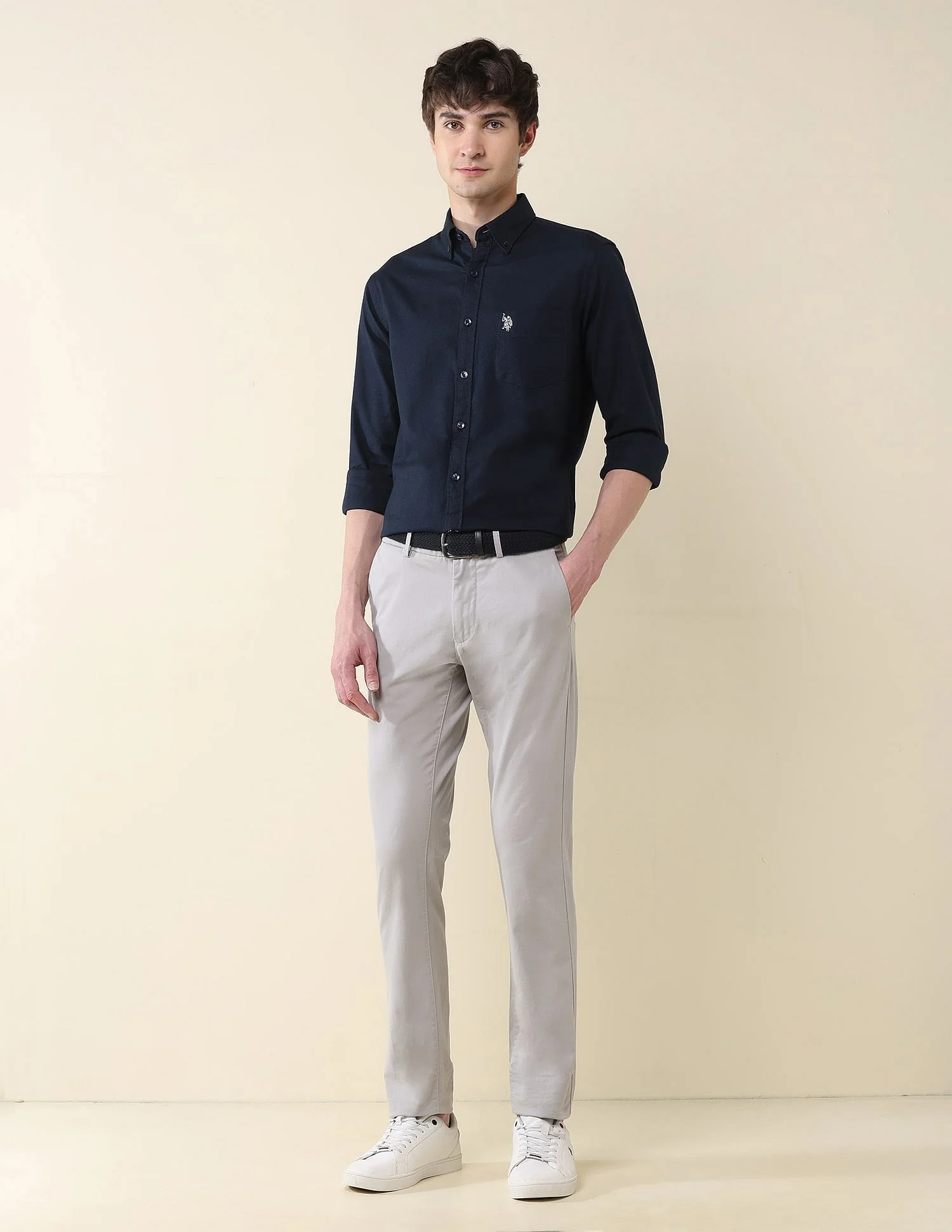 Solid Oxford Stretch Button Down Shirt - Image 3