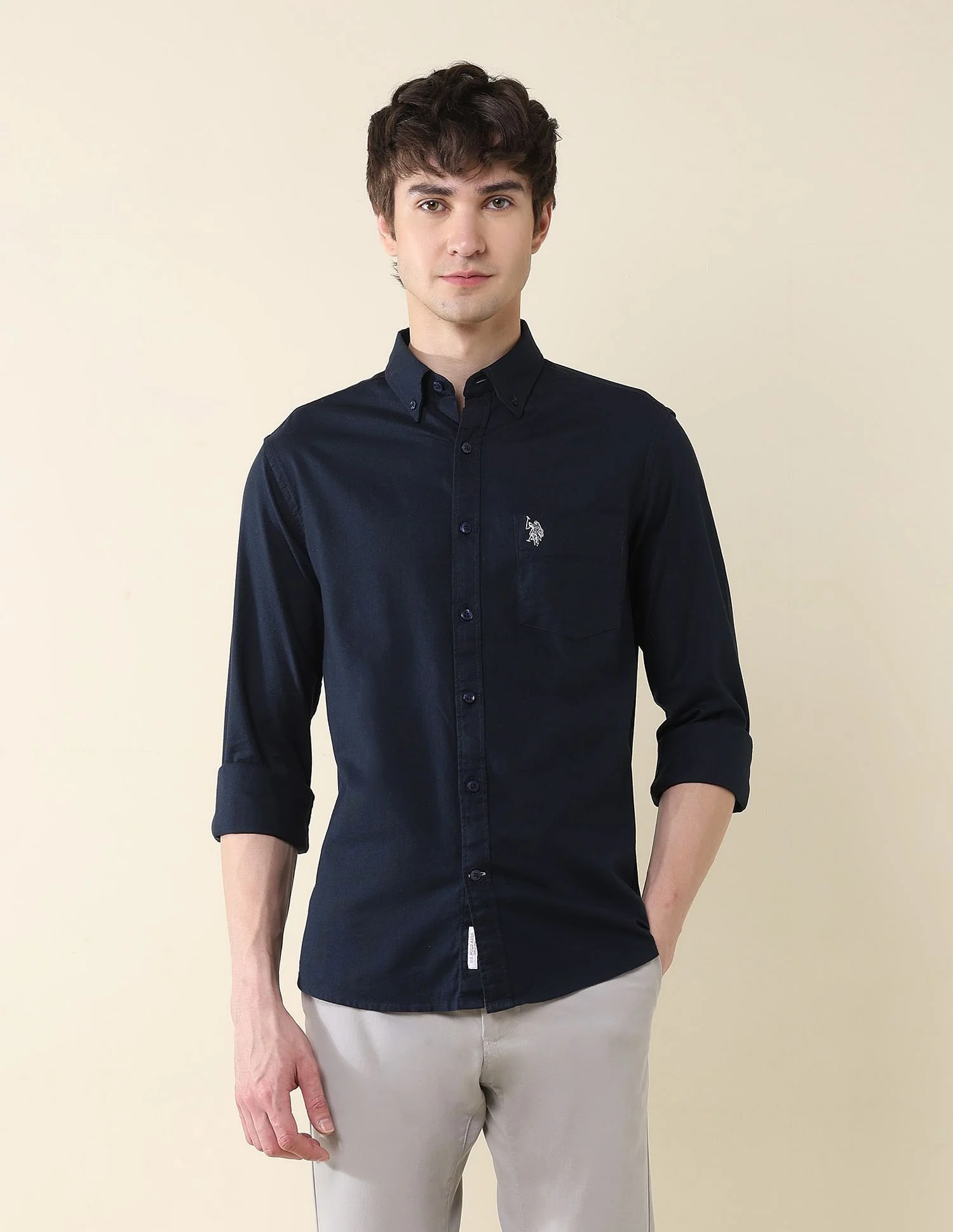 Solid Oxford Stretch Button Down Shirt - Image 6