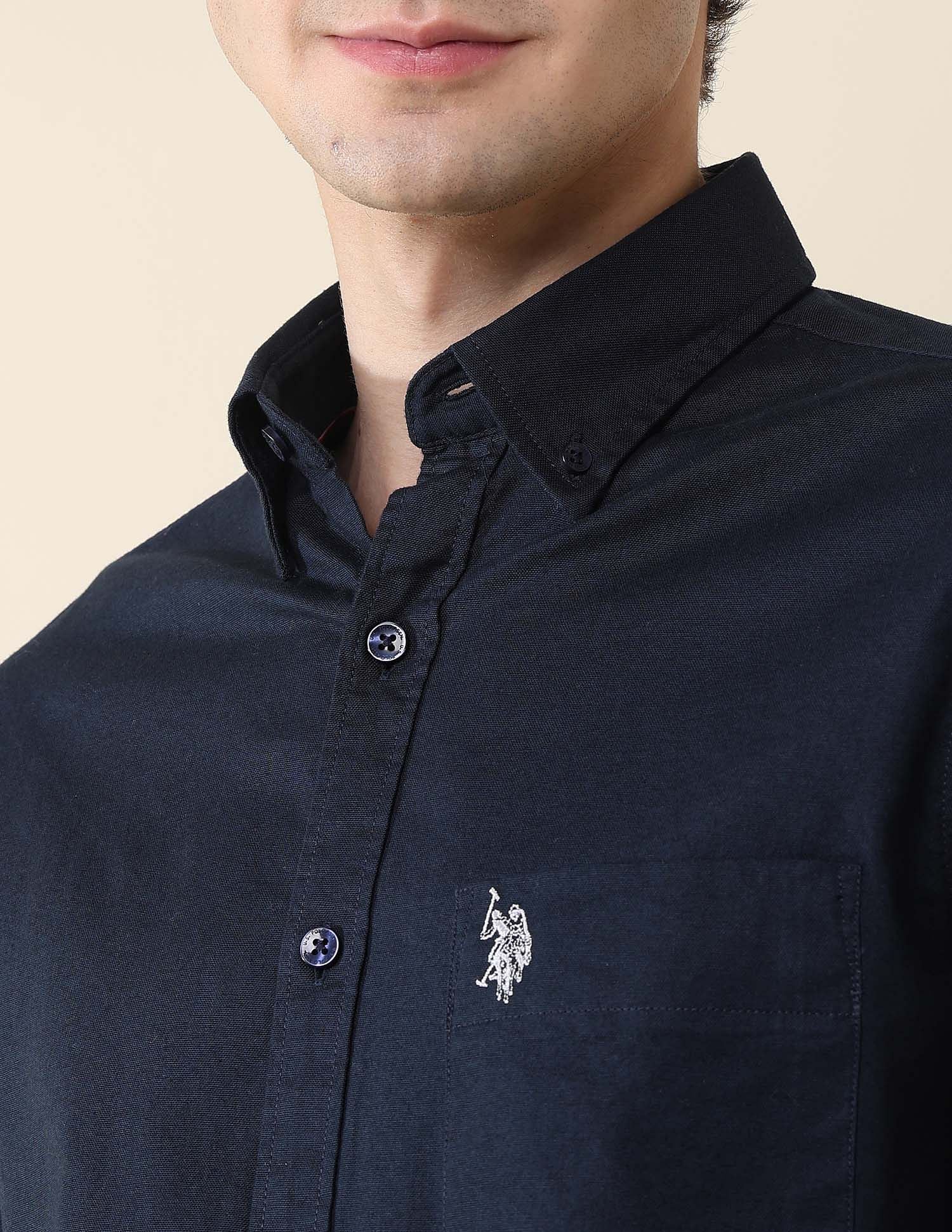 Solid Oxford Stretch Button Down Shirt - Image 7