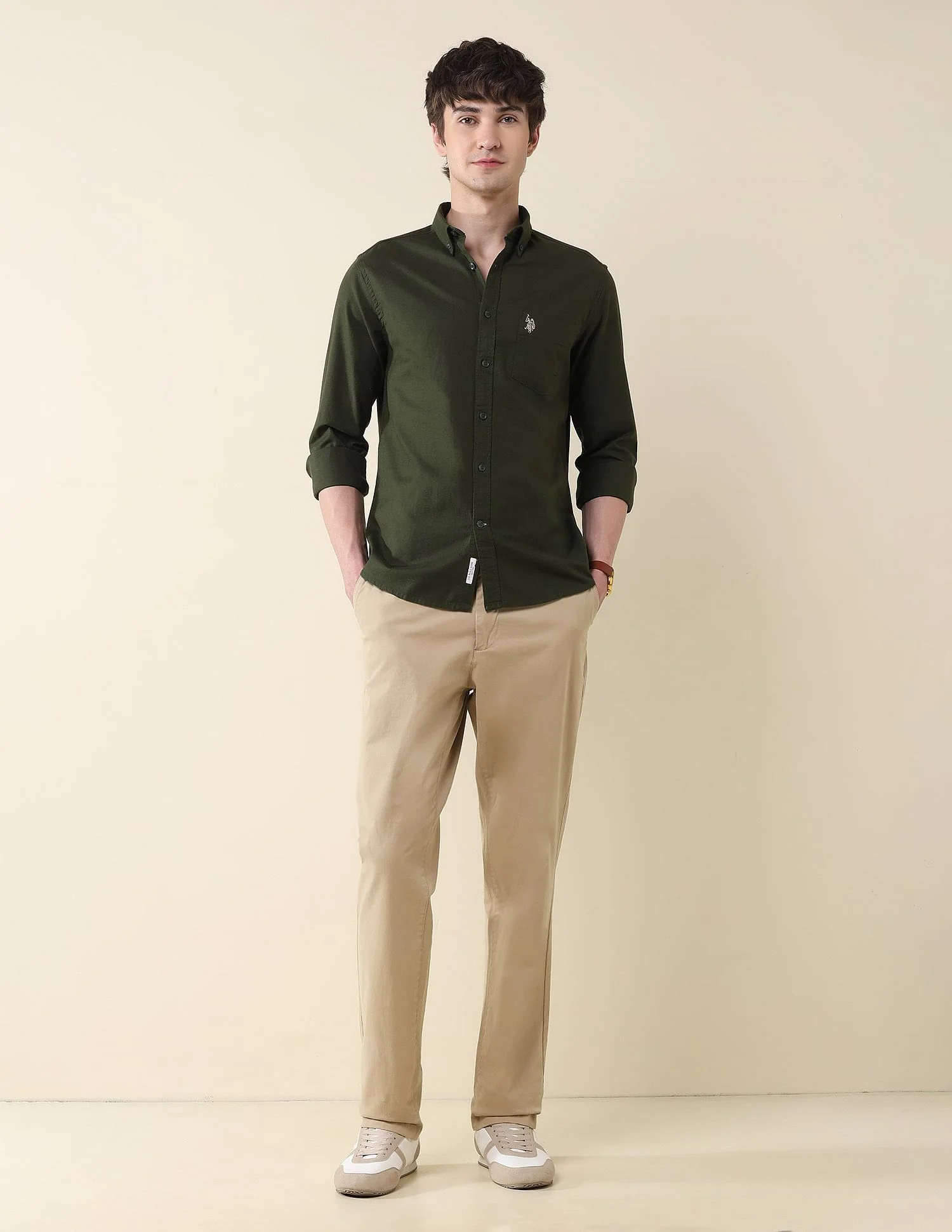 Solid Oxford Stretch Button Down Shirt - Image 3