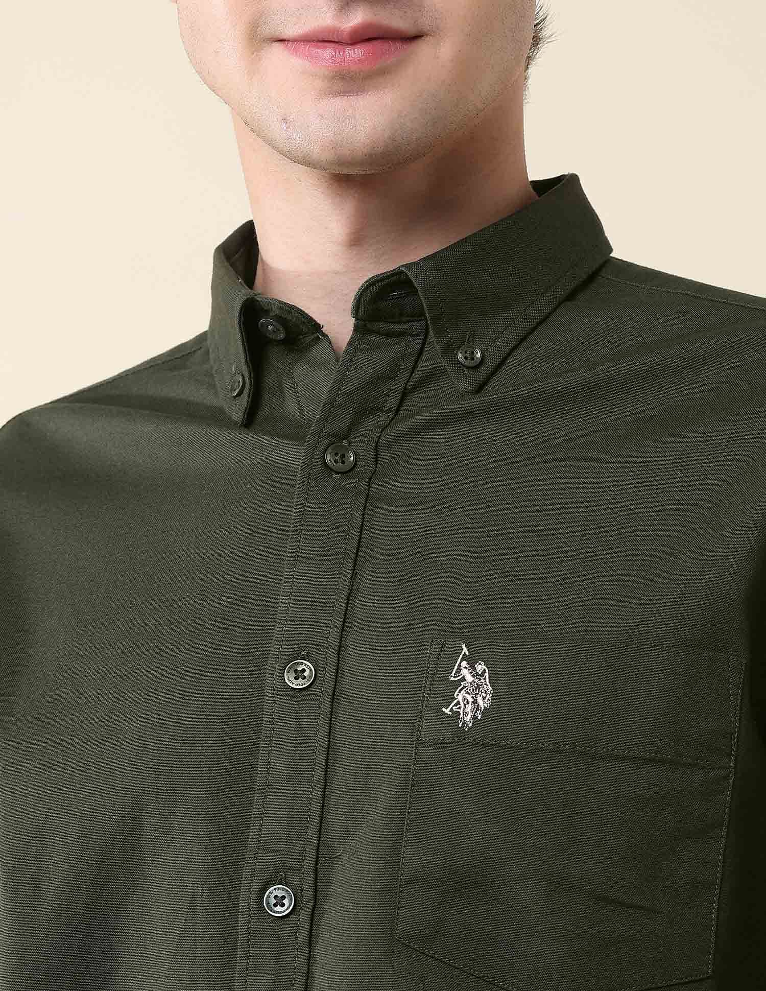 Solid Oxford Stretch Button Down Shirt - Image 7