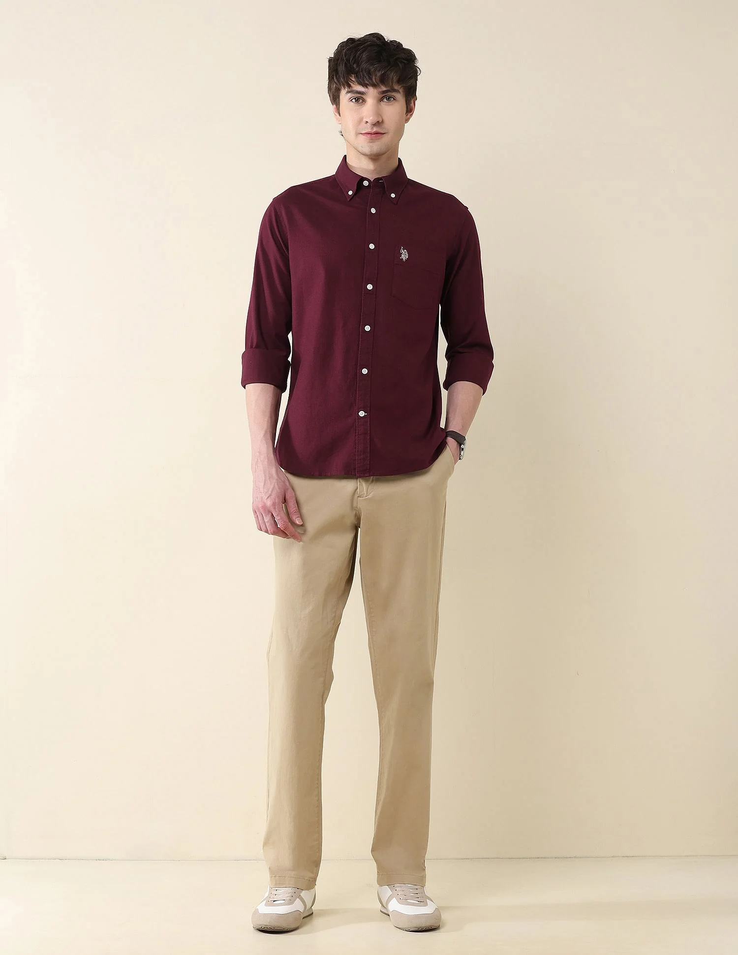 Solid Oxford Stretch Button Down Shirt - Image 3