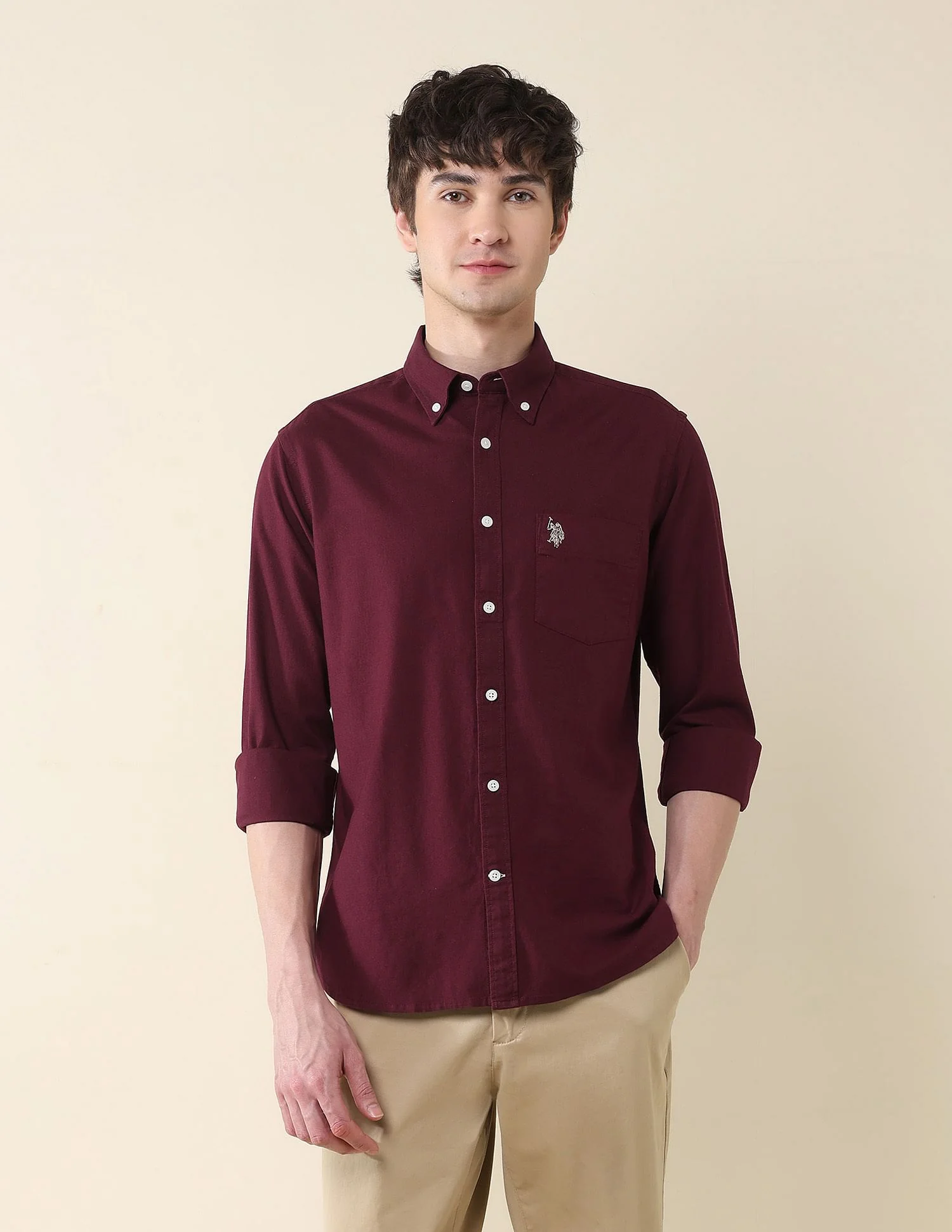 Solid Oxford Stretch Button Down Shirt - Image 6
