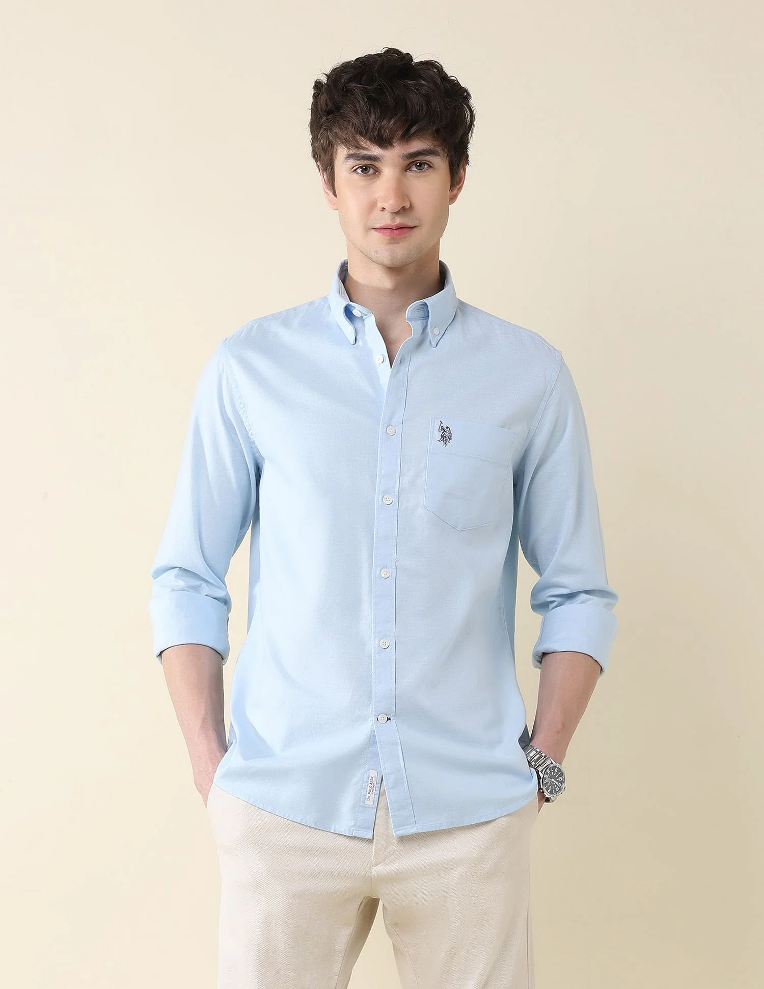 Solid Oxford Stretch Button Down Shirt