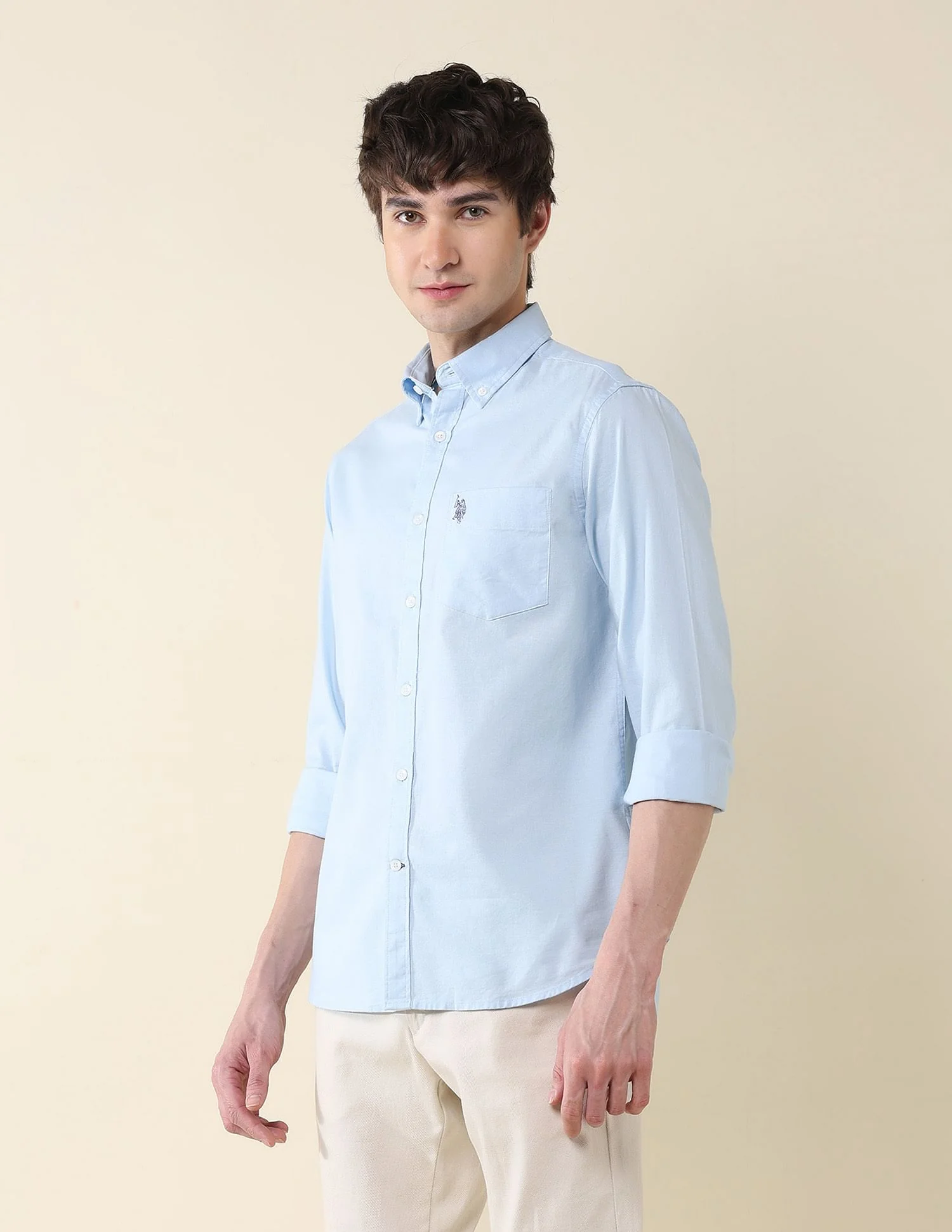 Solid Oxford Stretch Button Down Shirt - Image 4