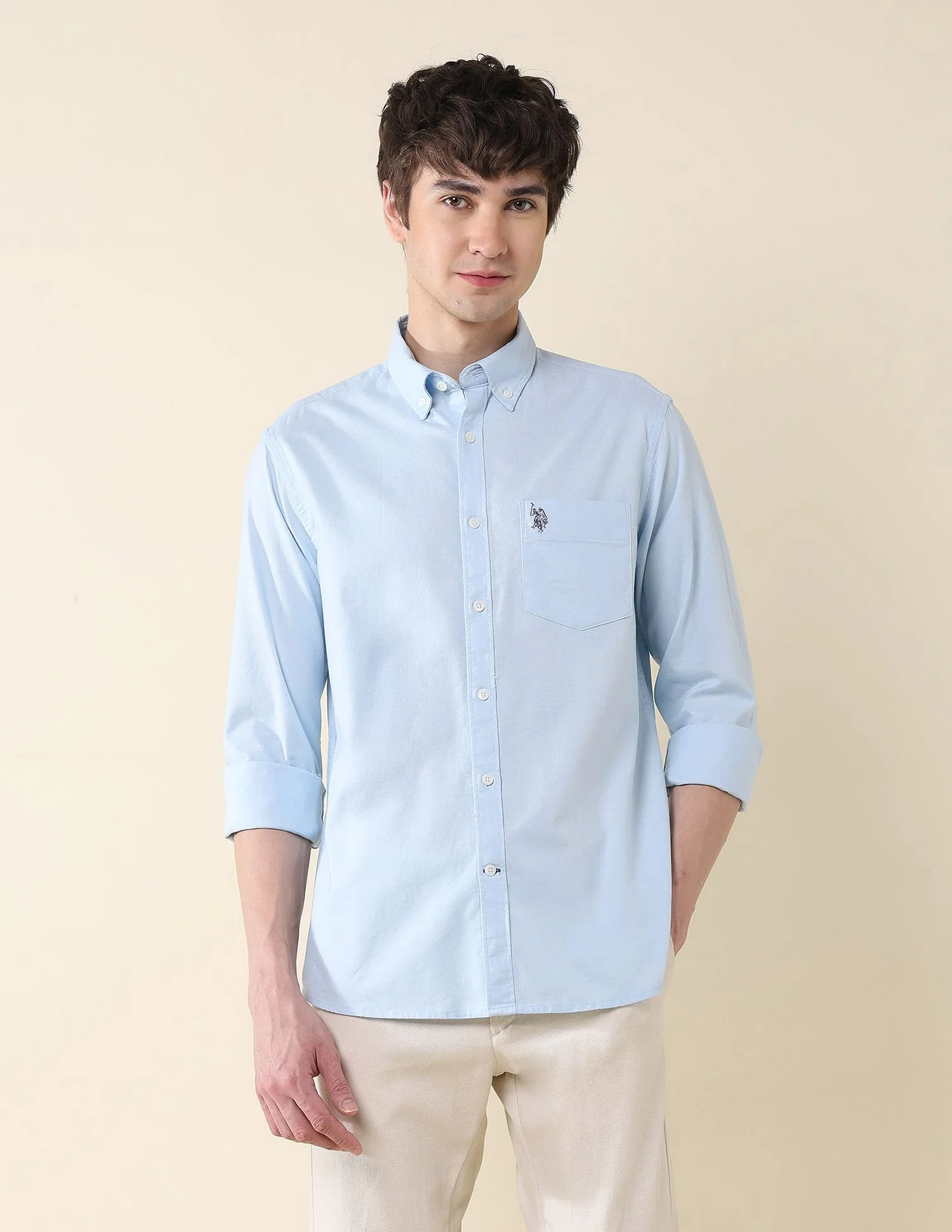 Solid Oxford Stretch Button Down Shirt - Image 6