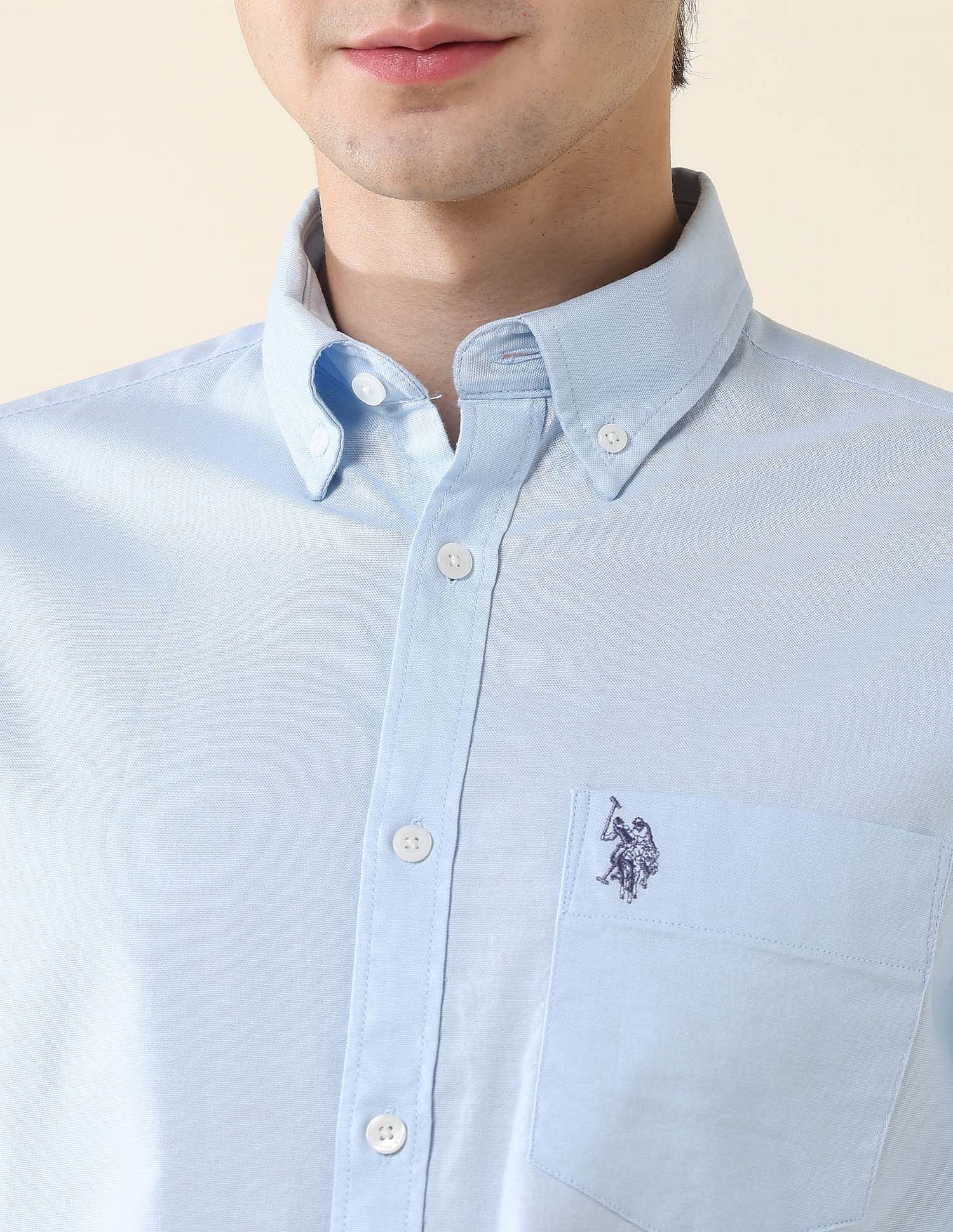 Solid Oxford Stretch Button Down Shirt - Image 7