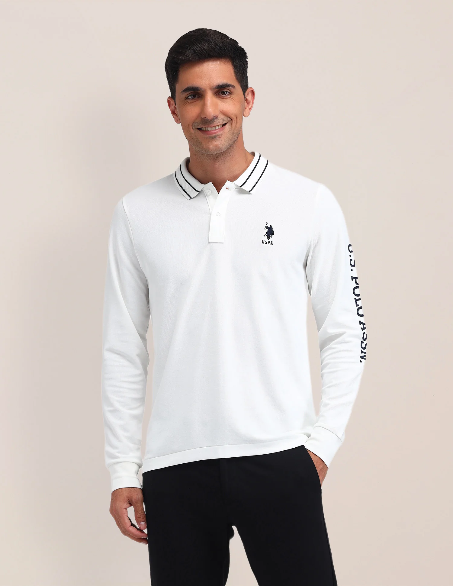 Solid Pattern Cotton Polo Shirt - Image 6