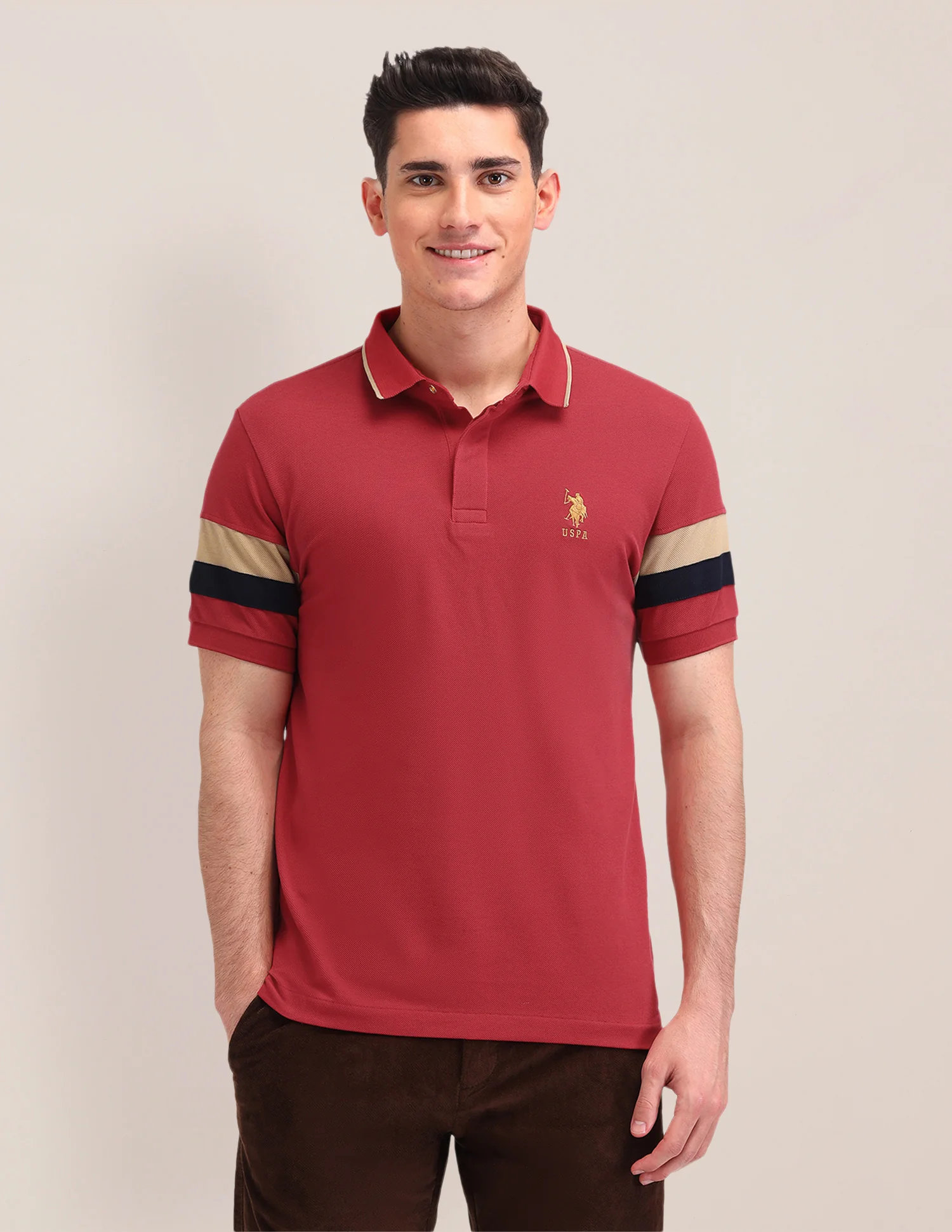 Solid Pattern Cotton Polo Shirt - Image 6