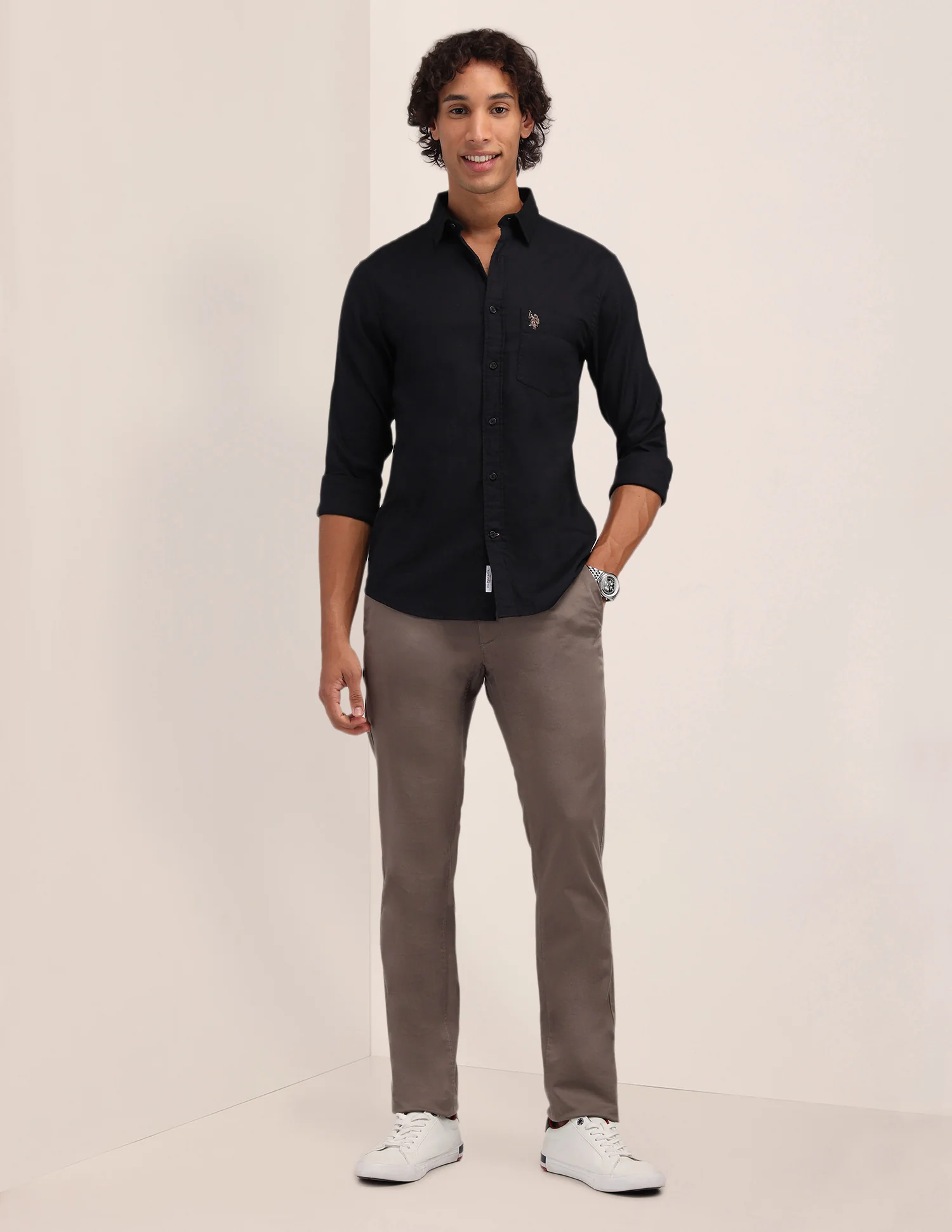 Solid Pattern Dobby Shirt - Image 3