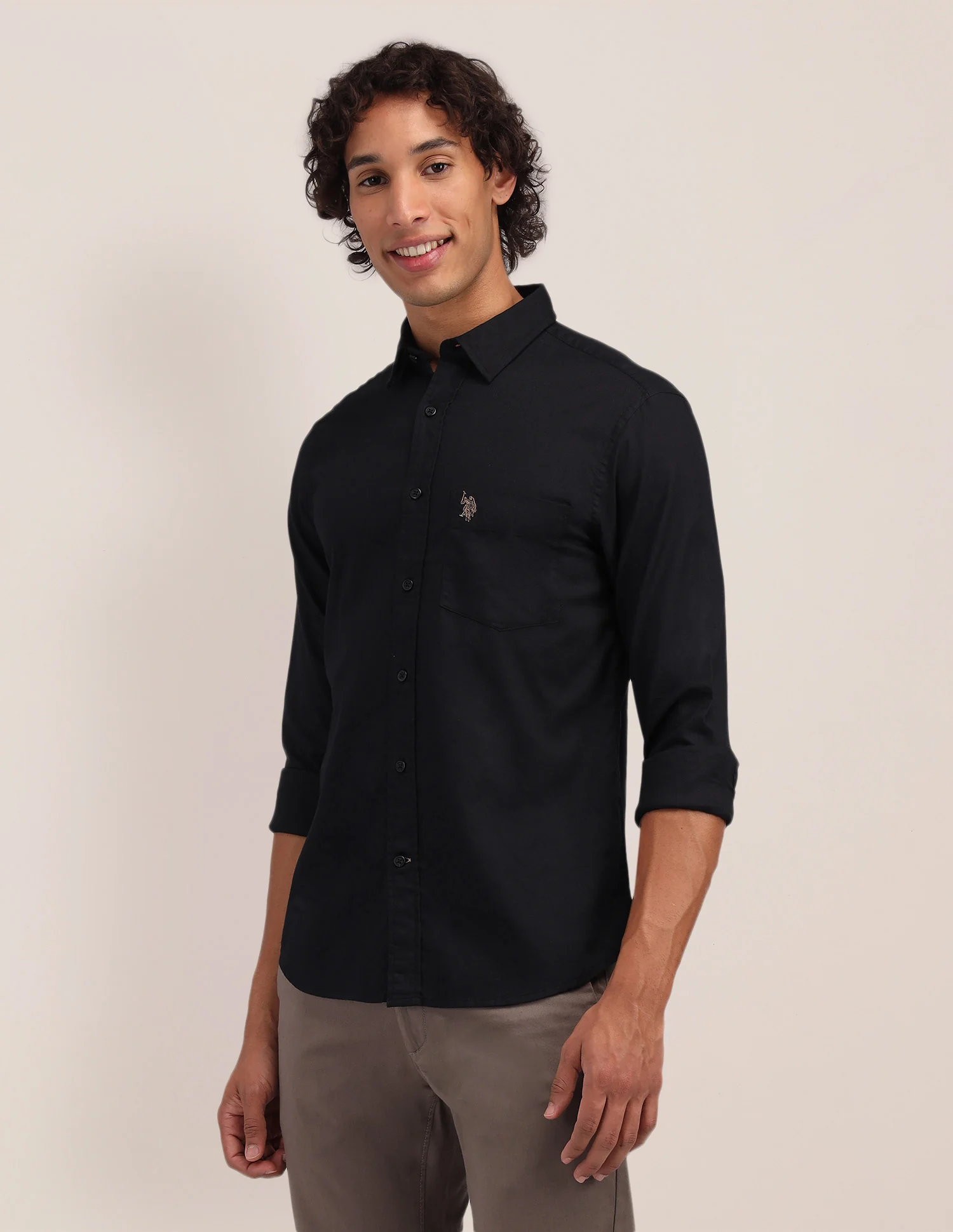 Solid Pattern Dobby Shirt - Image 4