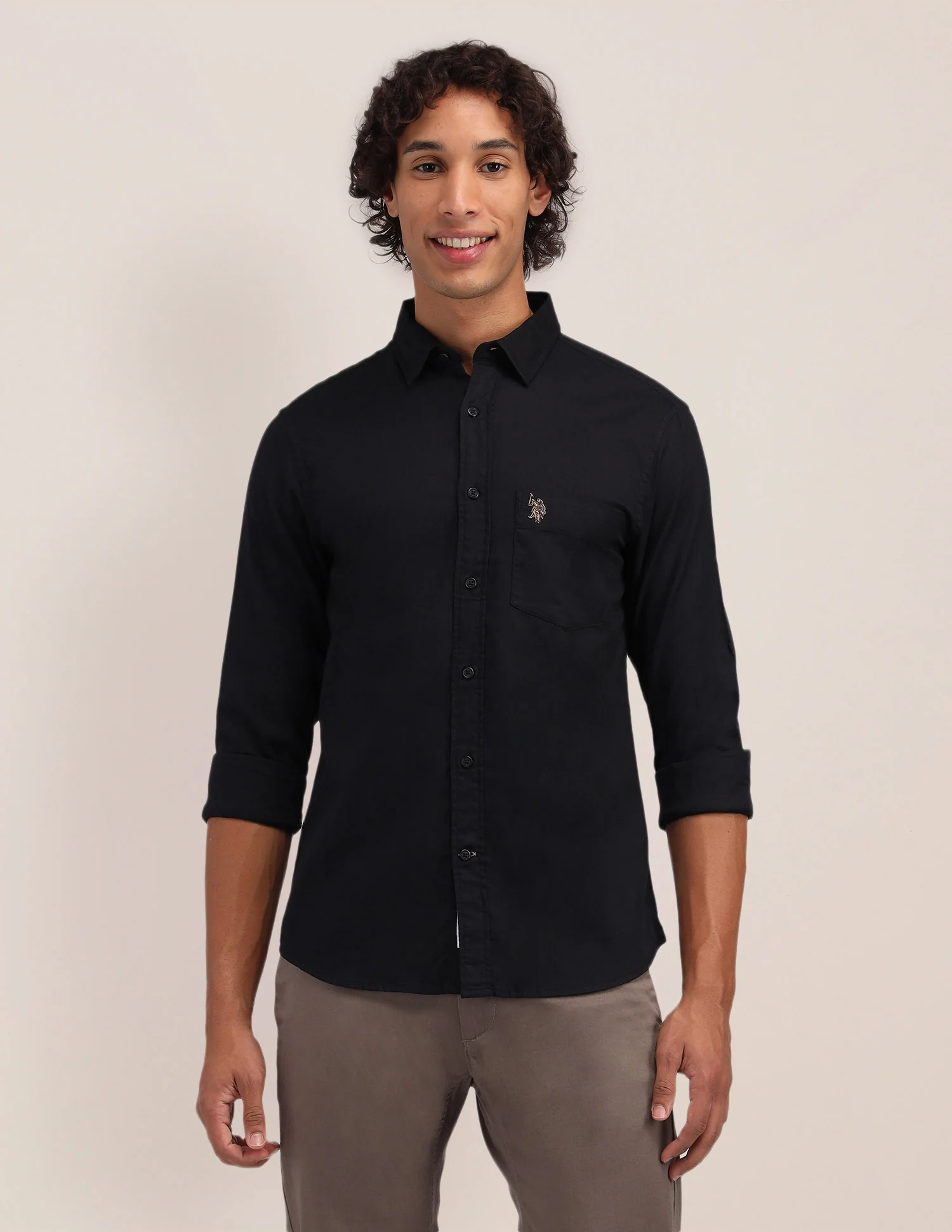 Solid Pattern Dobby Shirt - Image 6