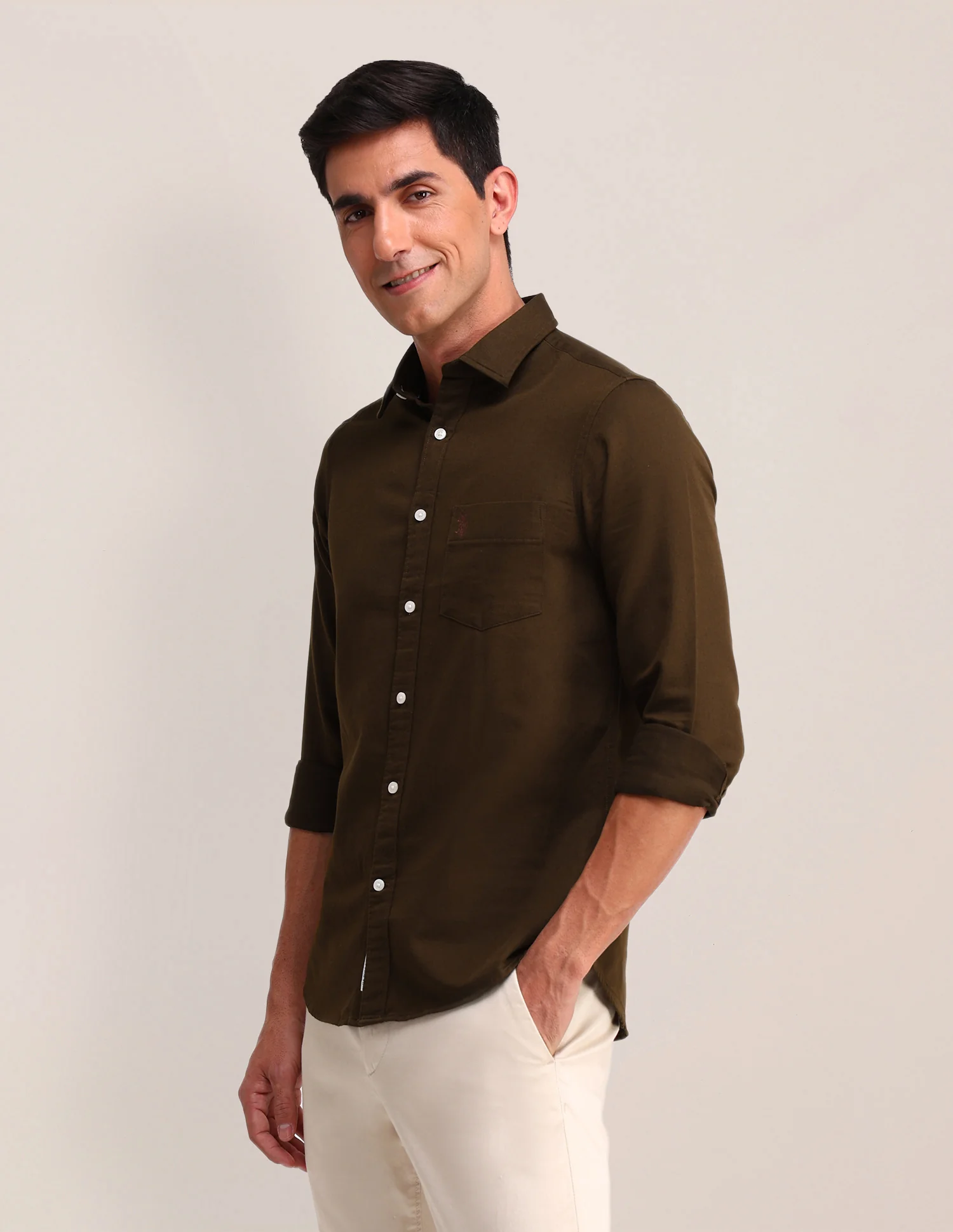 Solid Pattern Dobby Shirt - Image 4