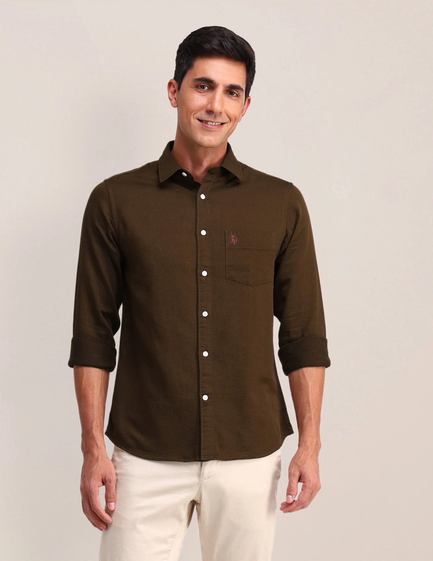Solid Pattern Dobby Shirt - Image 6