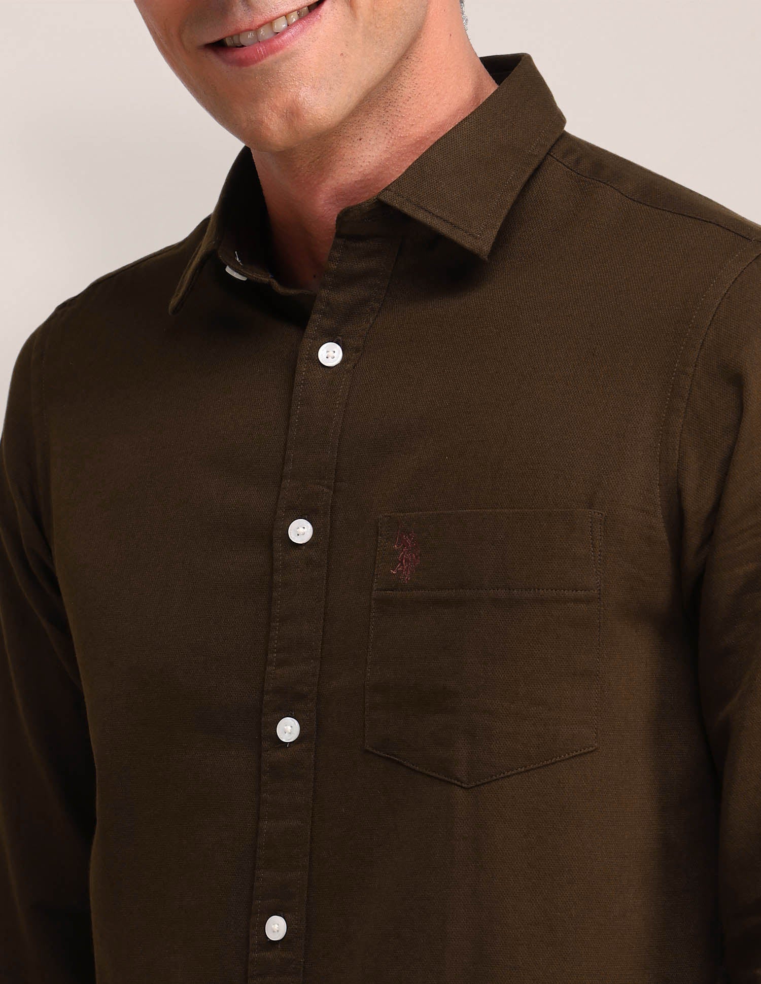 Solid Pattern Dobby Shirt - Image 7