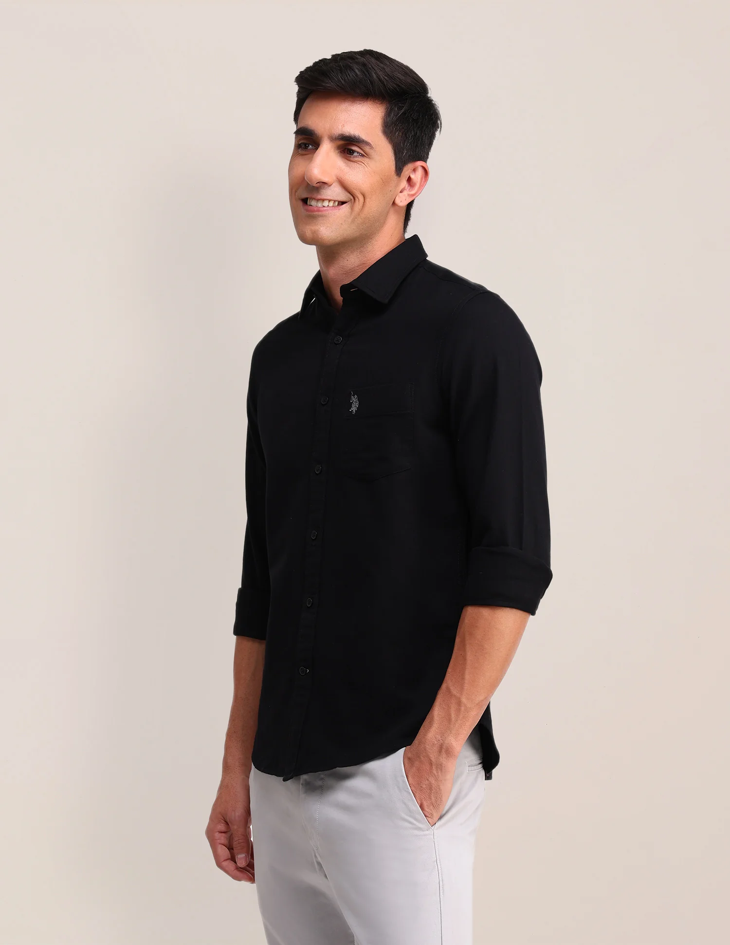 Solid Pattern Dobby Shirt - Image 4