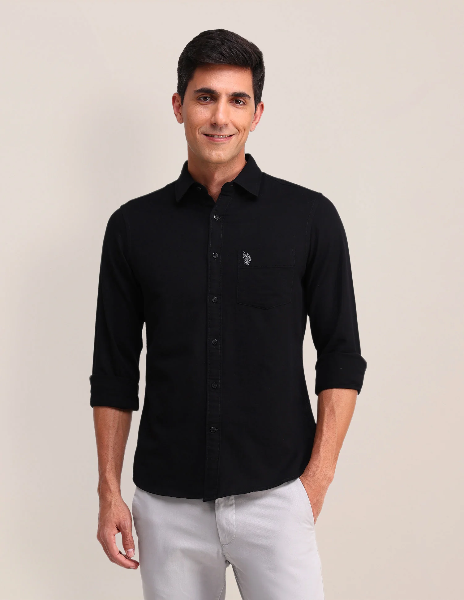 Solid Pattern Dobby Shirt - Image 6