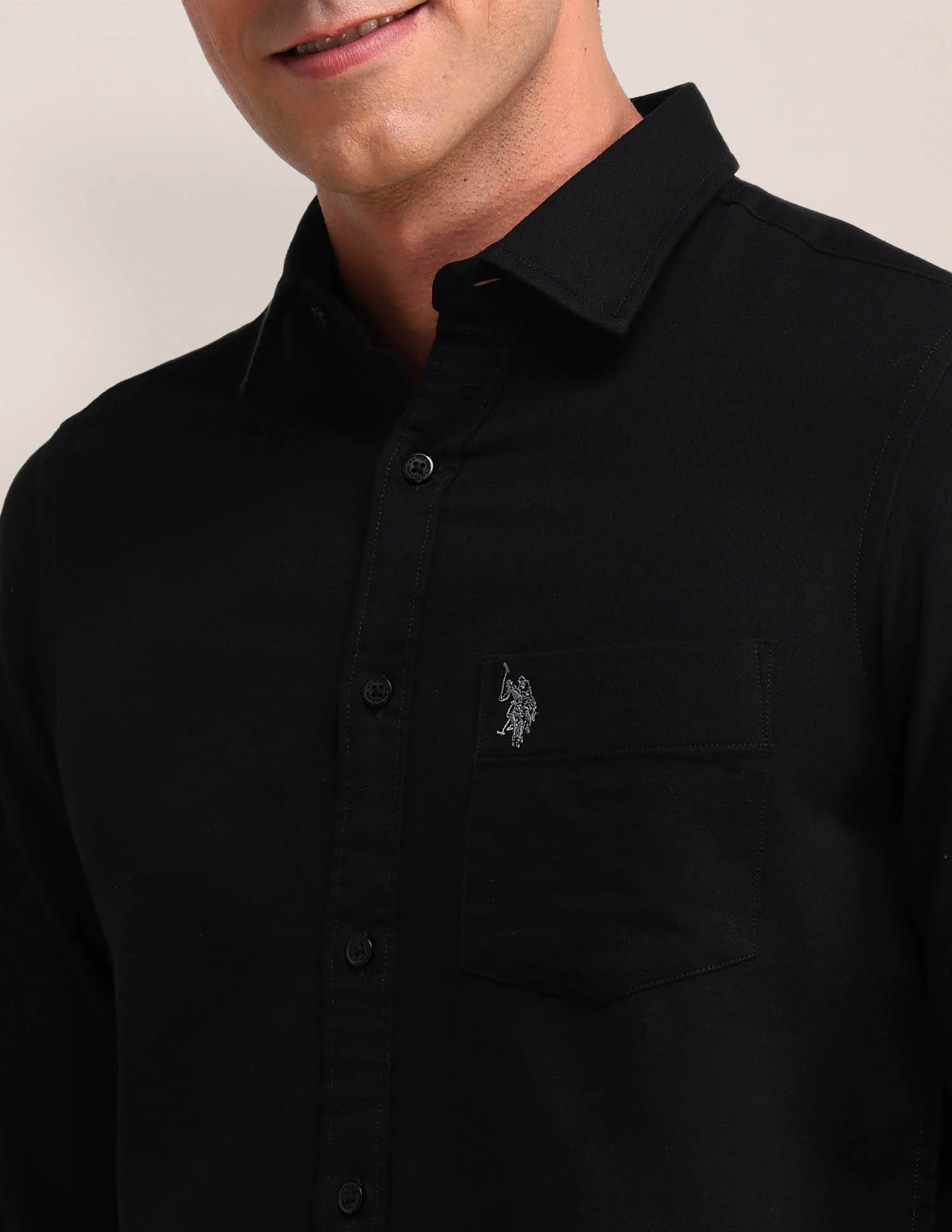 Solid Pattern Dobby Shirt - Image 7