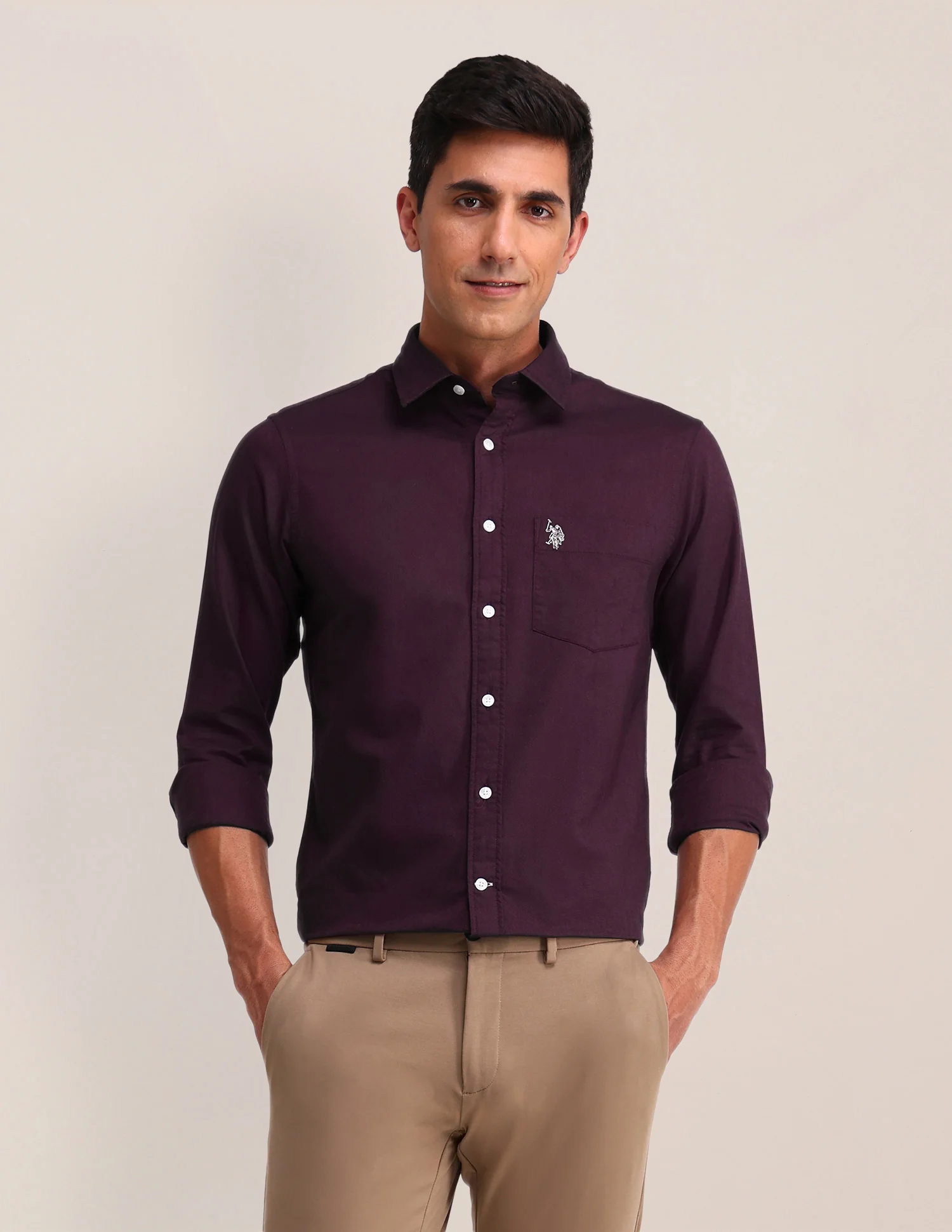 Solid Pattern Oxford Shirt