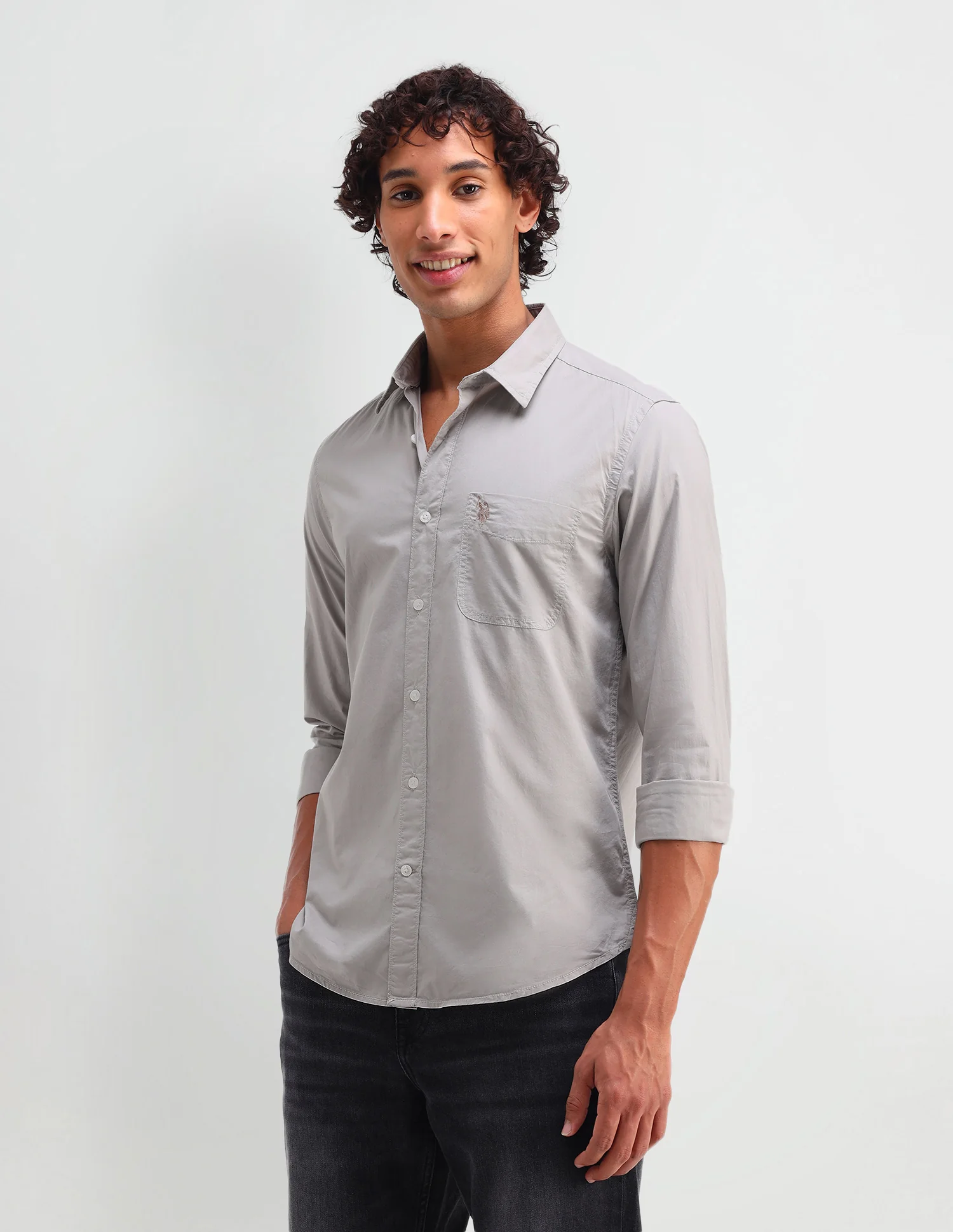 Solid Pattern Twill Shirt