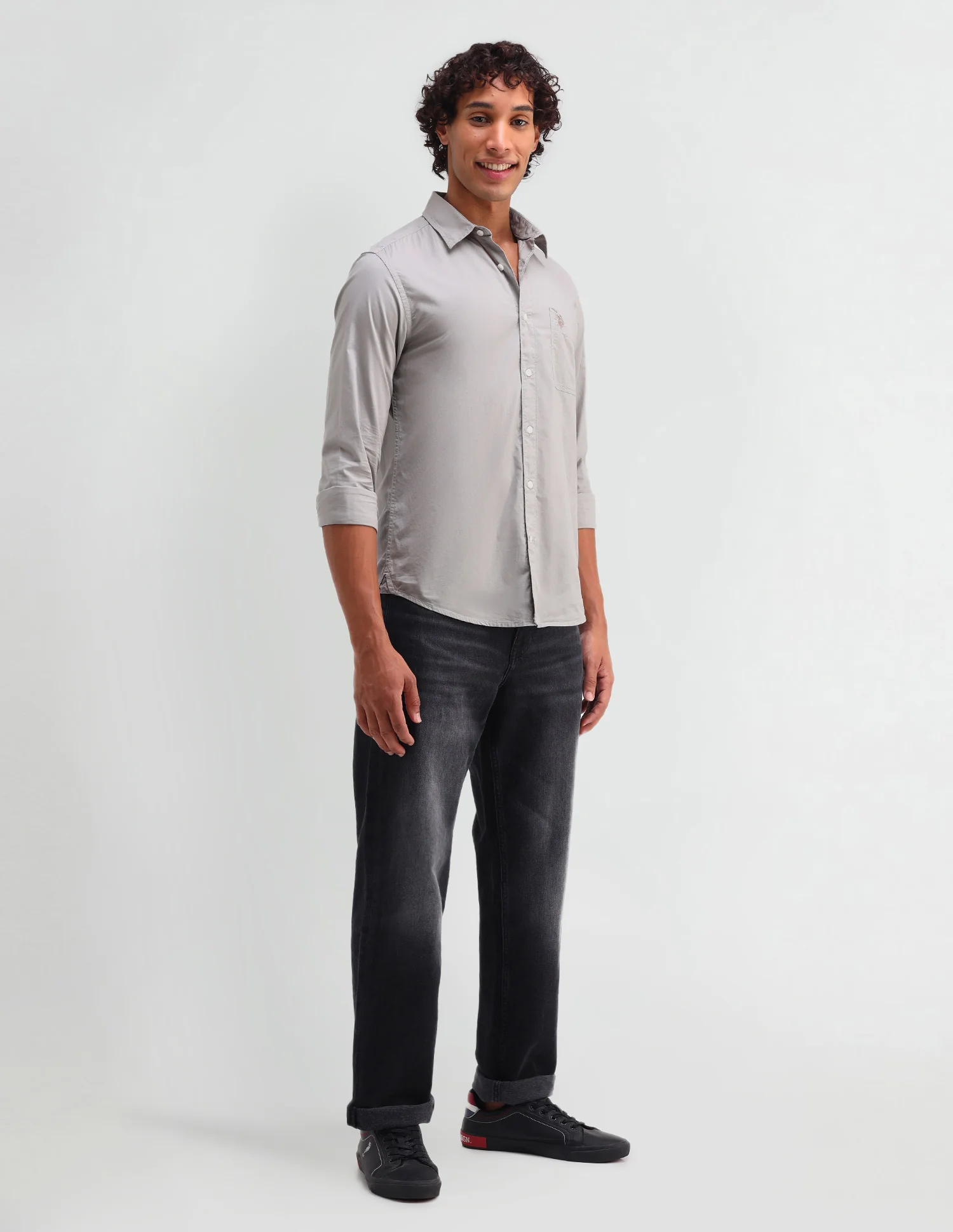 Solid Pattern Twill Shirt - Image 3
