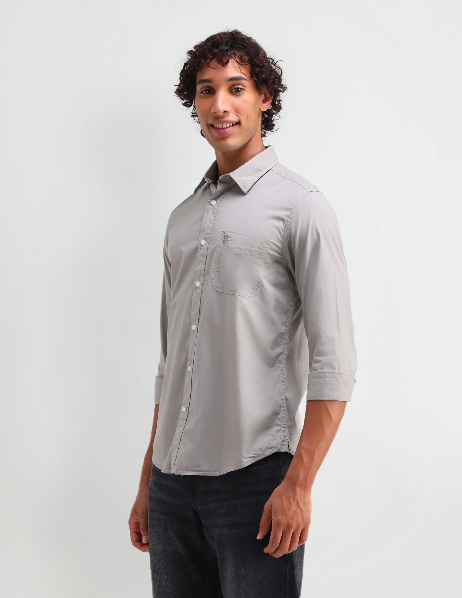 Solid Pattern Twill Shirt - Image 4