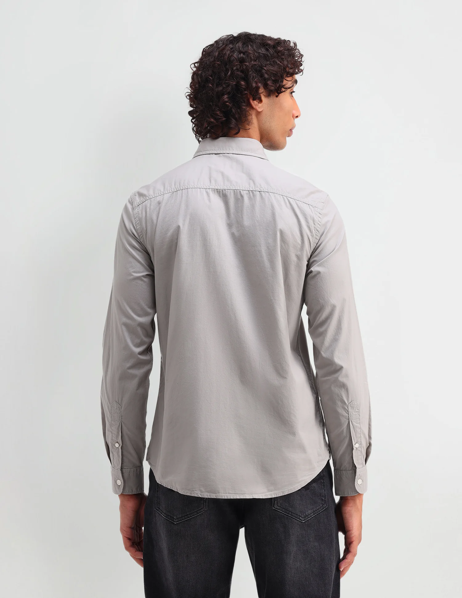 Solid Pattern Twill Shirt - Image 5