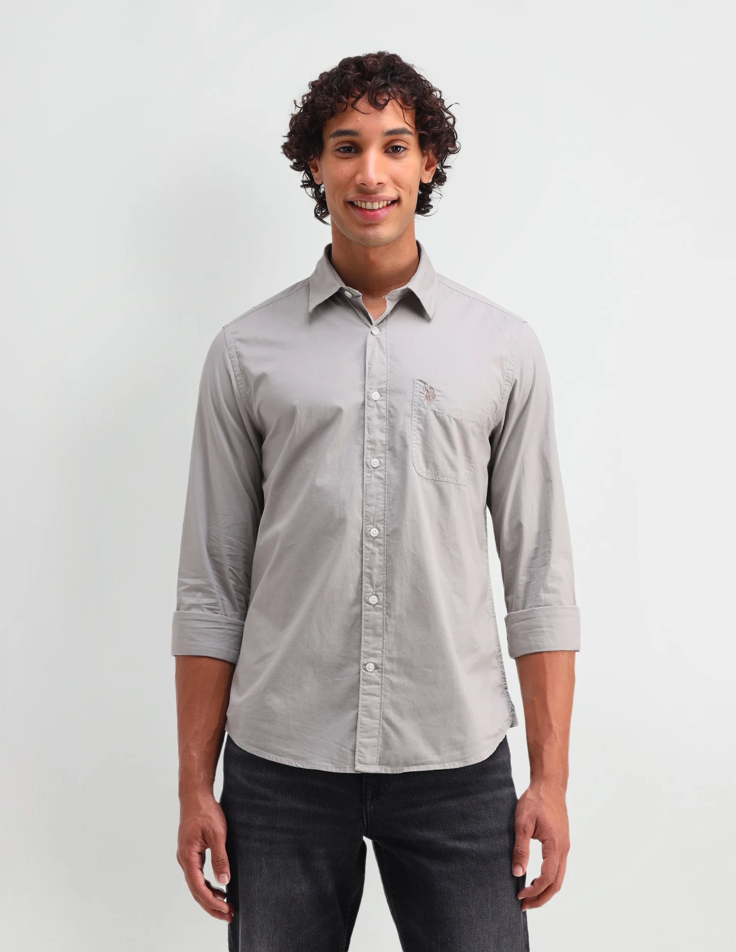 Solid Pattern Twill Shirt - Image 6