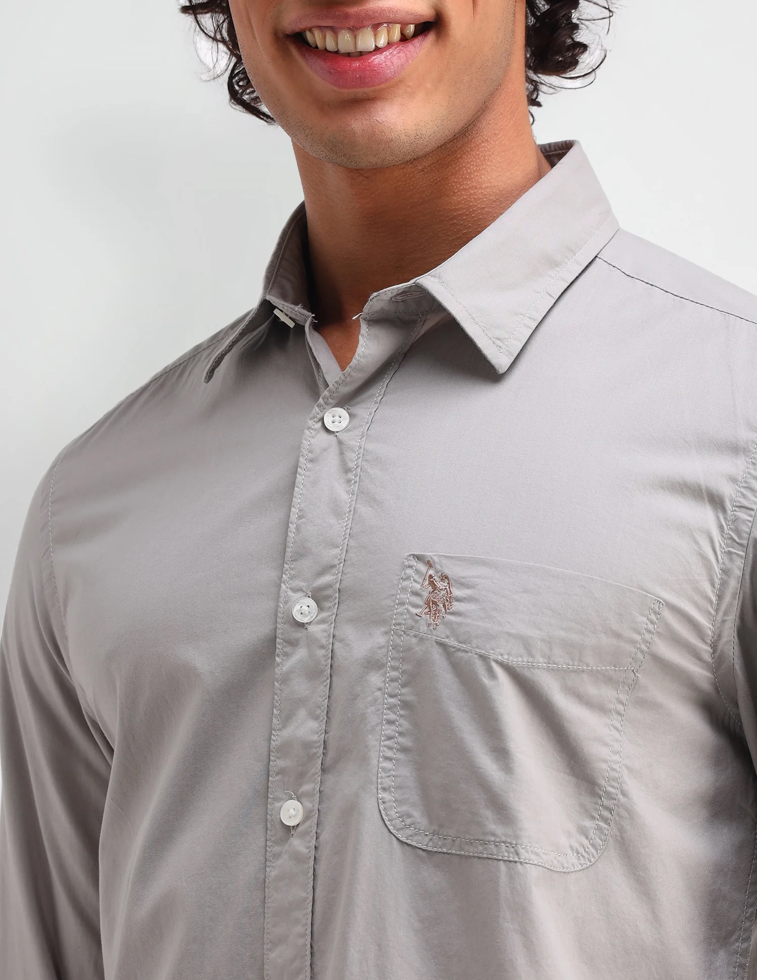 Solid Pattern Twill Shirt - Image 7