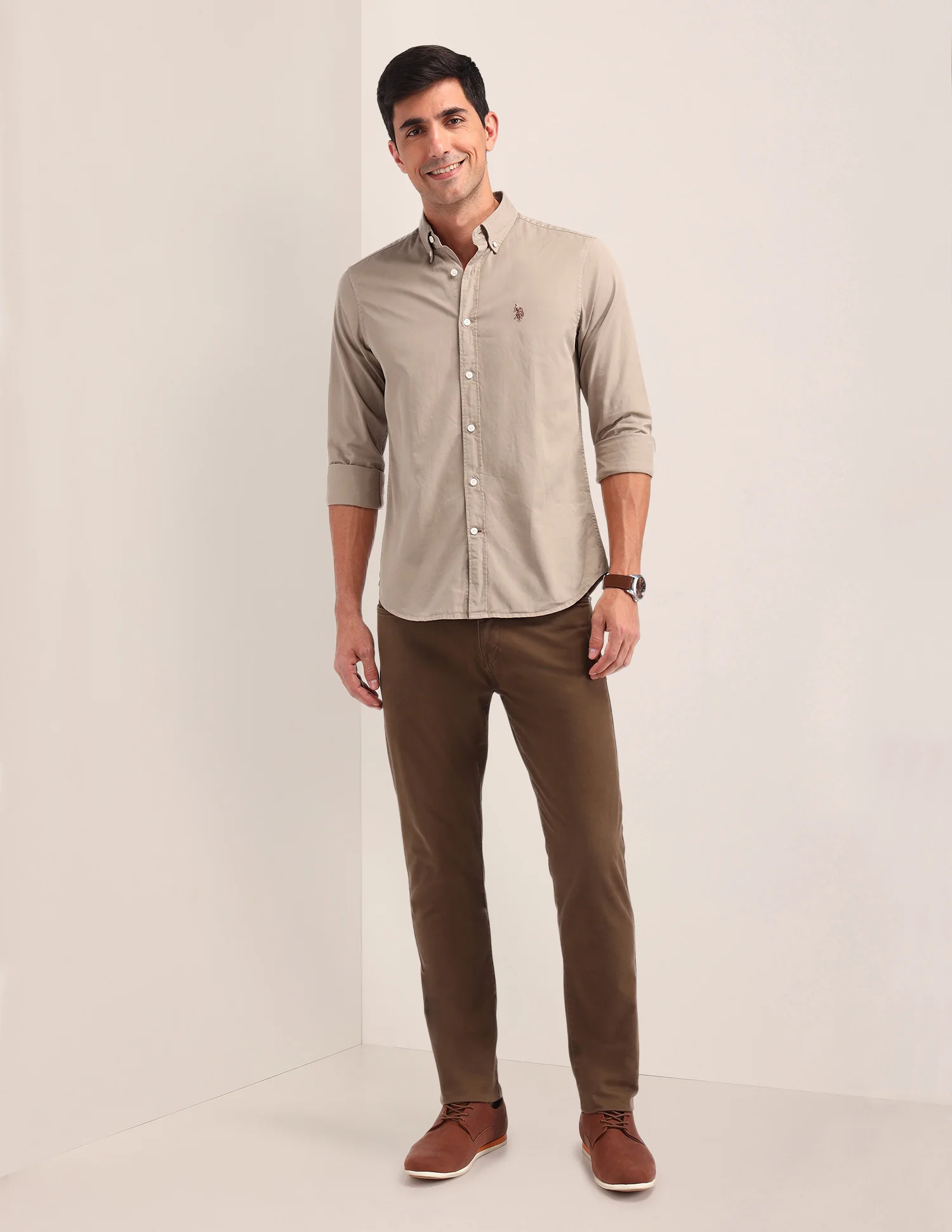 Solid Pattern Twill Shirt - Image 3