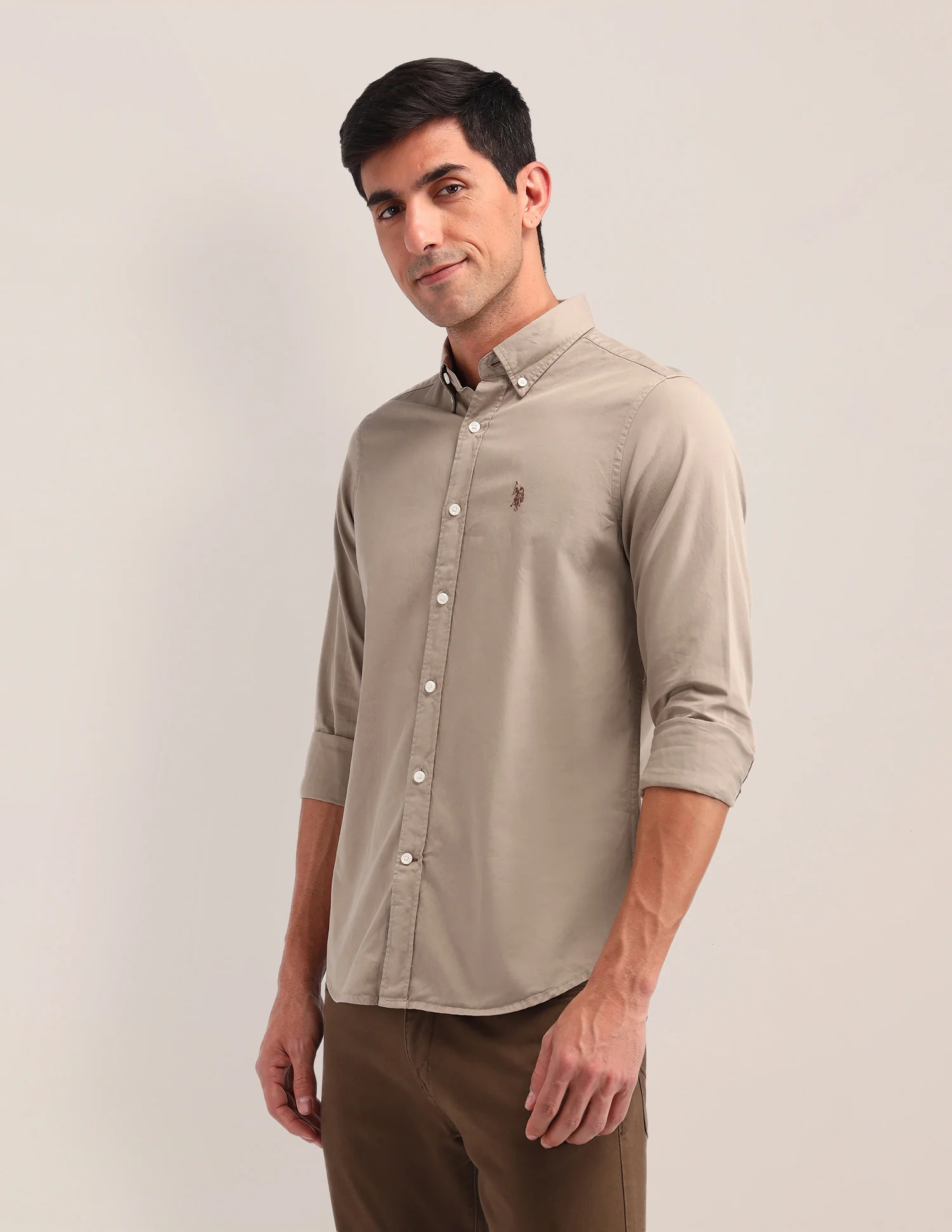 Solid Pattern Twill Shirt - Image 4
