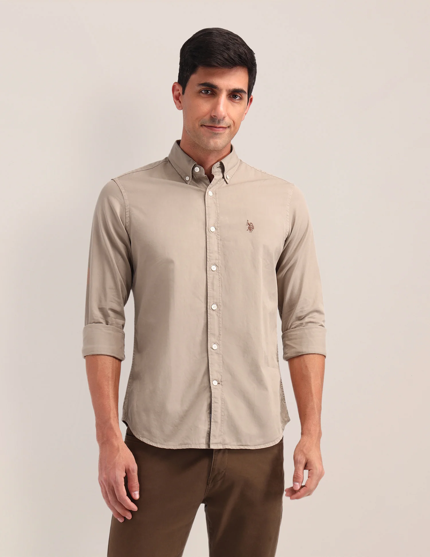 Solid Pattern Twill Shirt - Image 6