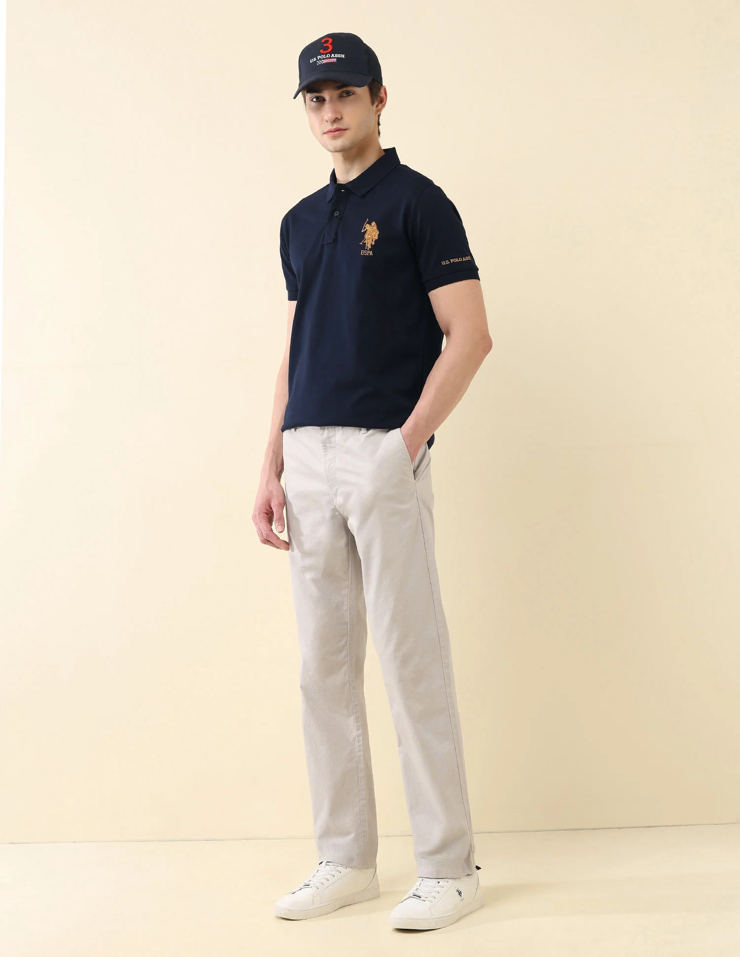 Solid Pure Cotton Gold Cup Polo Shirt - Image 3