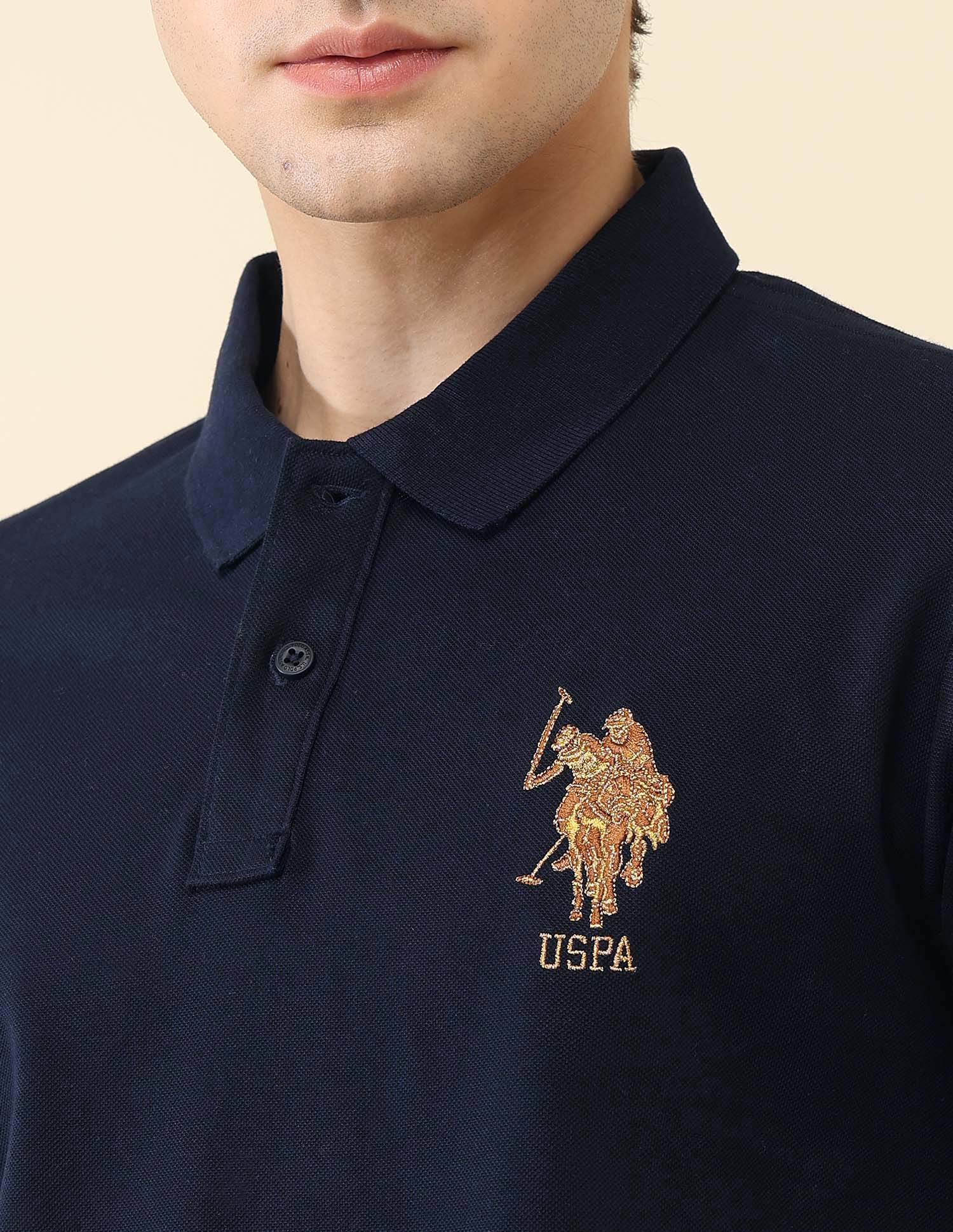 Solid Pure Cotton Gold Cup Polo Shirt - Image 7