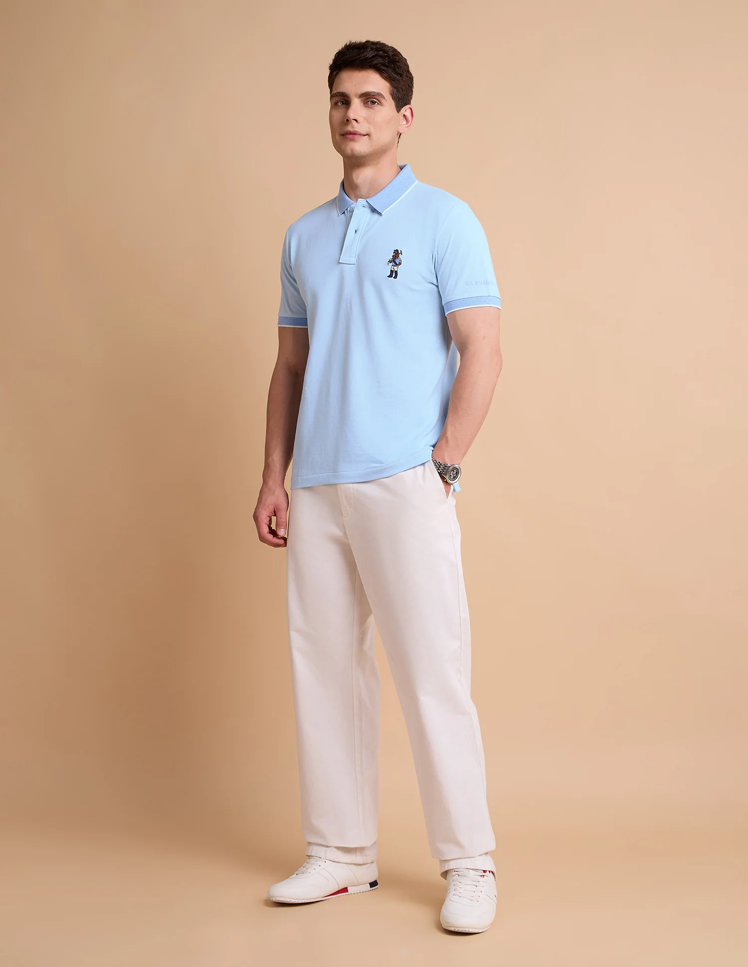 Solid Pure Cotton Polo Shirt - Image 3